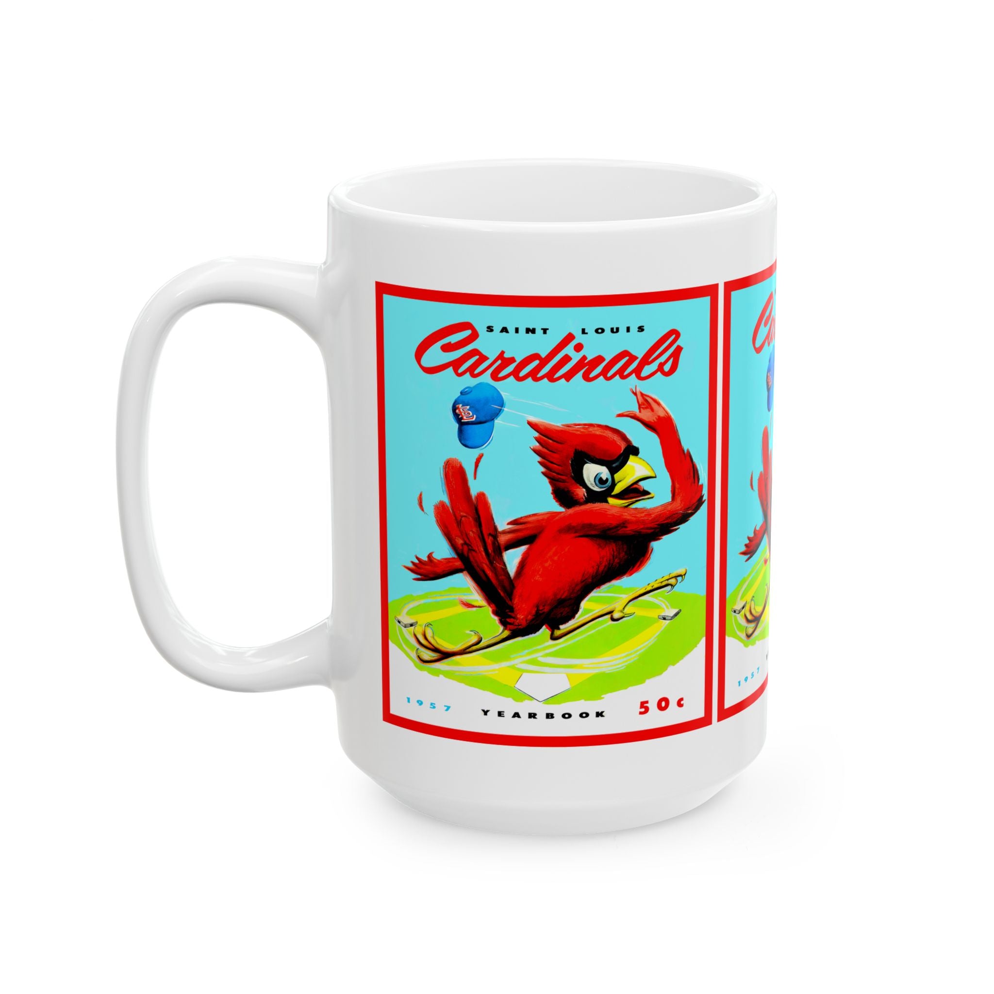 1957 Vintage St Louis Cardinals Baseball Yearbook Cover - Ceramic Mug, 11oz, 15oz