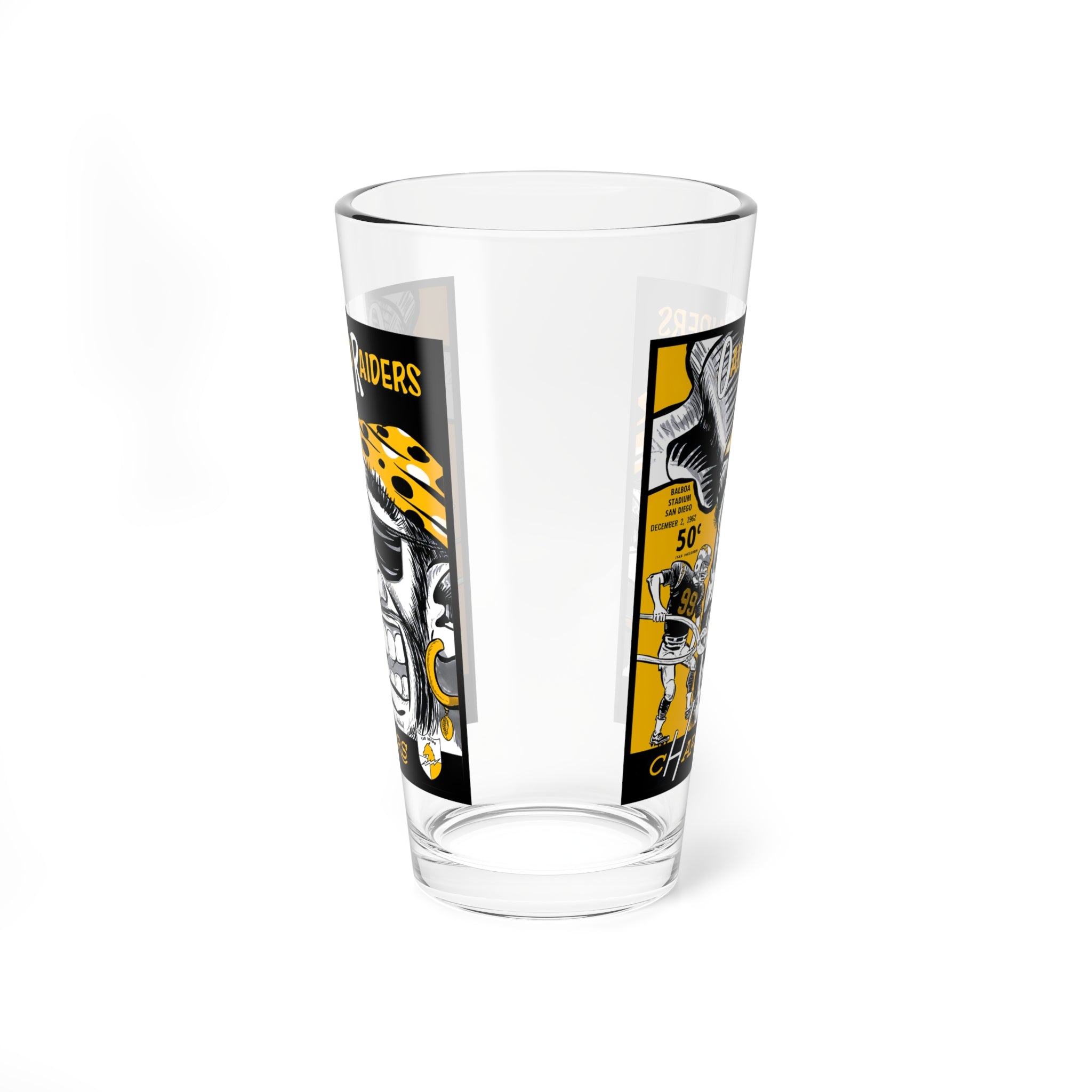 Mixing Glass, 16oz - Vintage 1962 Football Oakland Raiders-San Diego Chargers, Sports Fan Gift, Barware Decor, Game Day Glassware, Man Cave