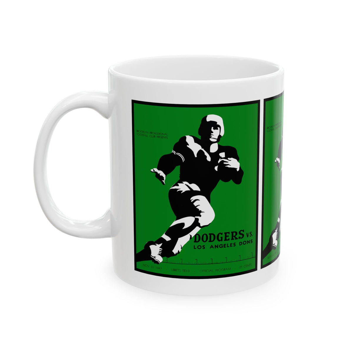 1947 Football Los Angeles Dons- Brooklyn Dodgers Program Cover Ceramic Mug — Vintage Football Design (11oz, 15oz)