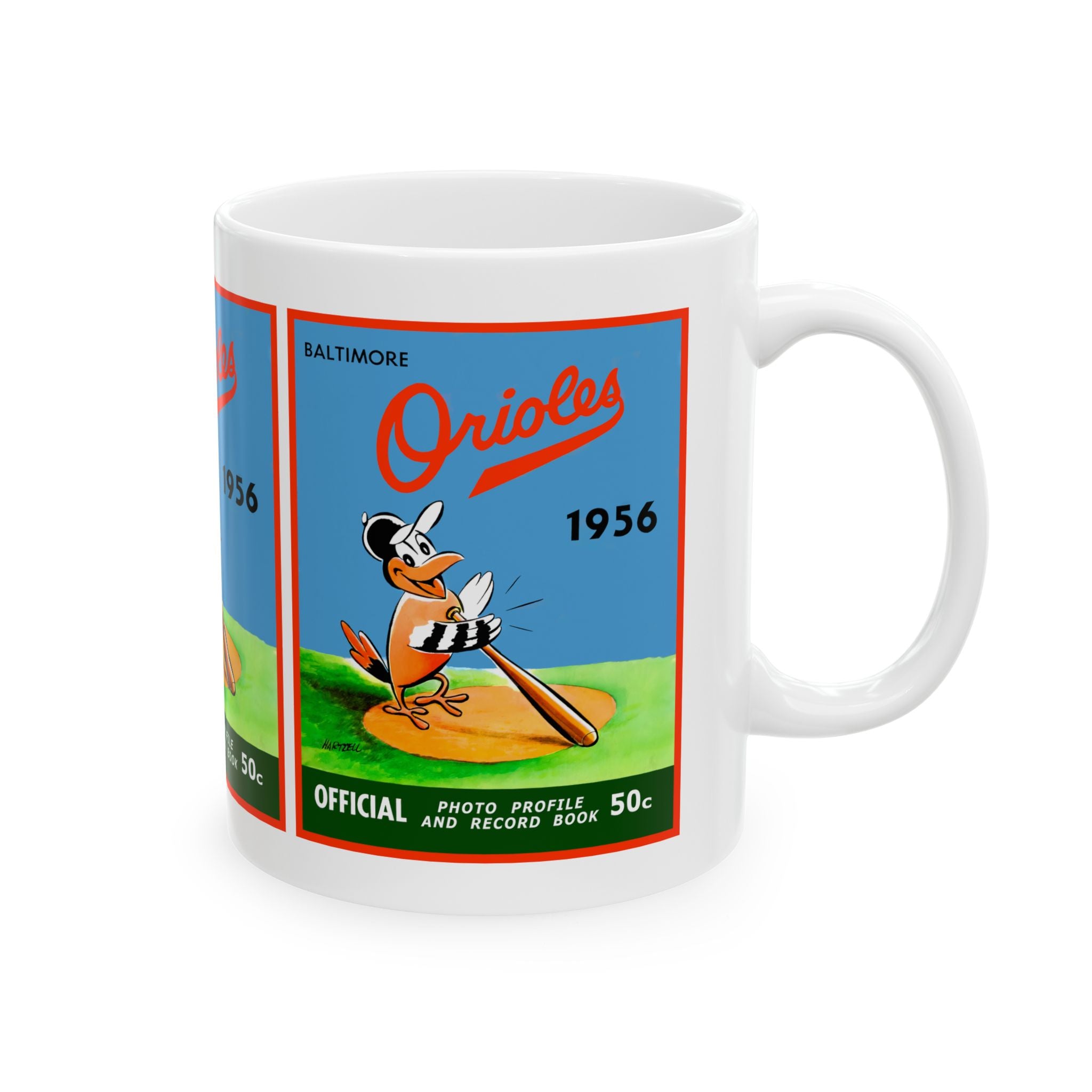 Vintage 1956 Baseball Baltimore Orioles Yearbook Ceramic Mug, Gift for Baseball Fans, Sports Memorabilia Drinkware, Coffee Cup, Unique Retro
