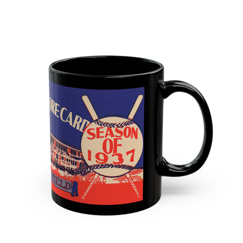 1937 Vintage Pacific Coast League Scorecard Cover - Wrigley Field (Los Angeles) - Black Mug 11 oz