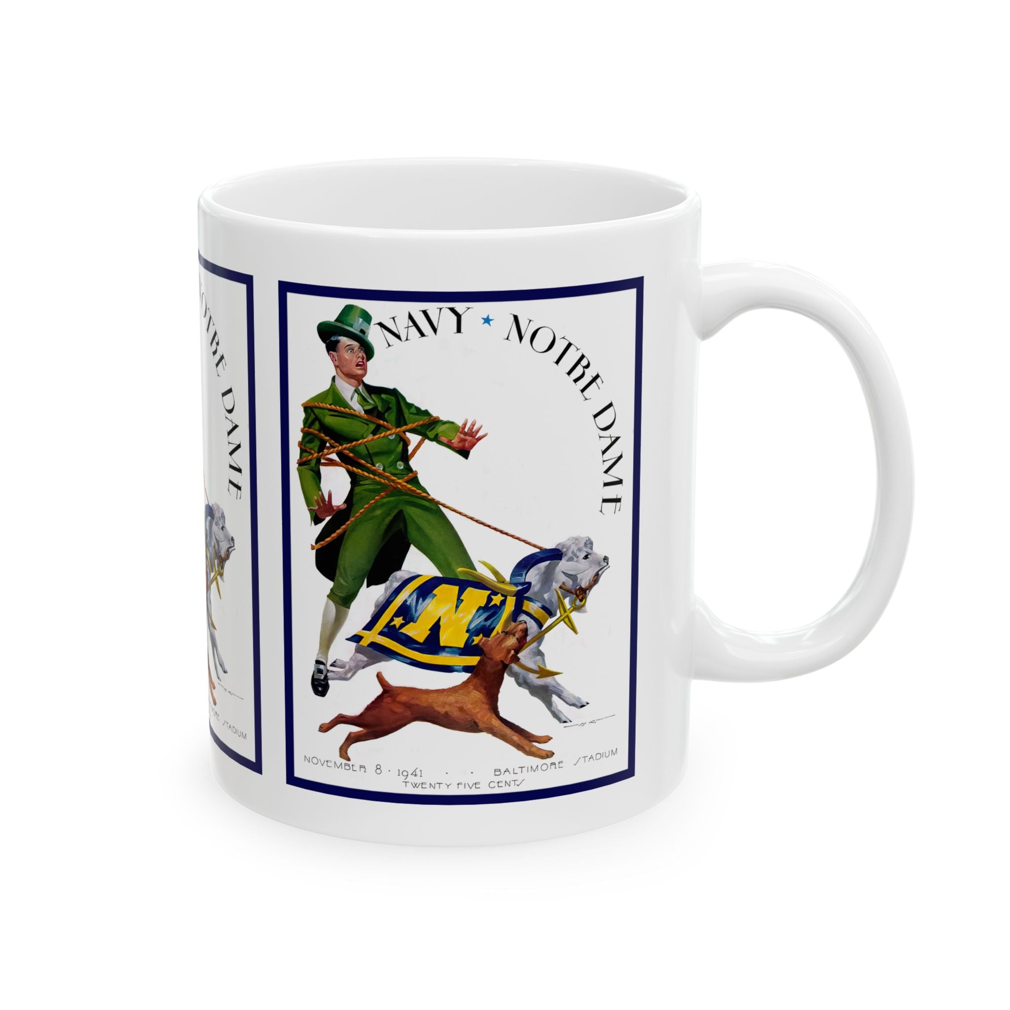 1941 Vintage Notre Dame - Navy Football Program Cover - Ceramic Mug, 11oz