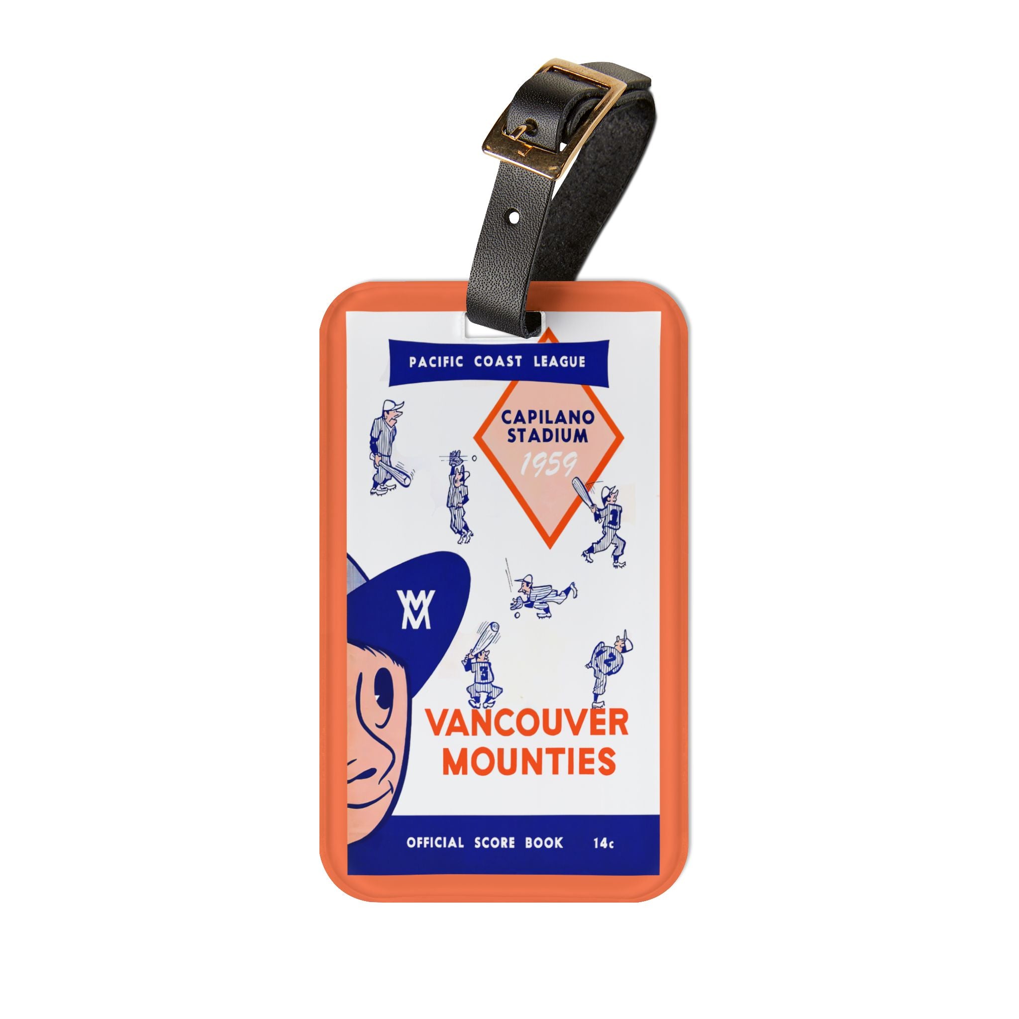 1959 Vancouver Mounties Baseball Luggage Tag — Pacific Coast League Vintage Travel ID