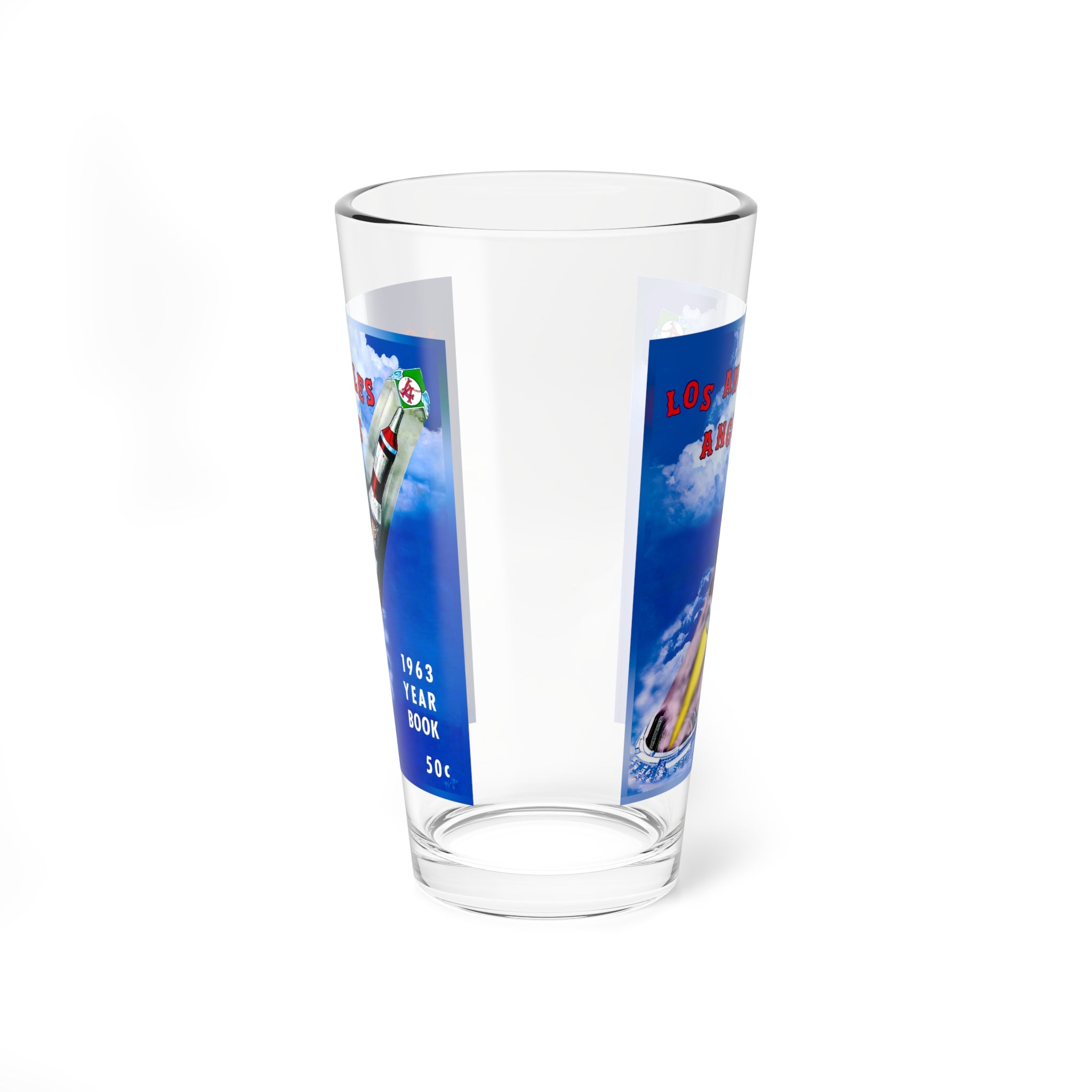 1963 Baseball Los Angeles Mixing Glass, 16oz | Vintage Sports Bar Glass