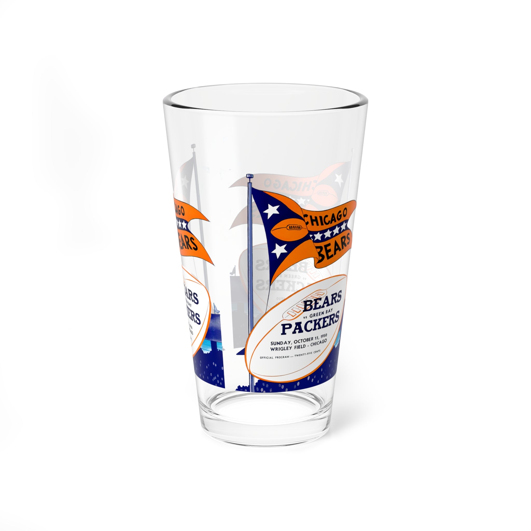 1950 Vintage Chicago Bears - Green Bay Packers Football Program Cover -  Pint Glass, 16oz