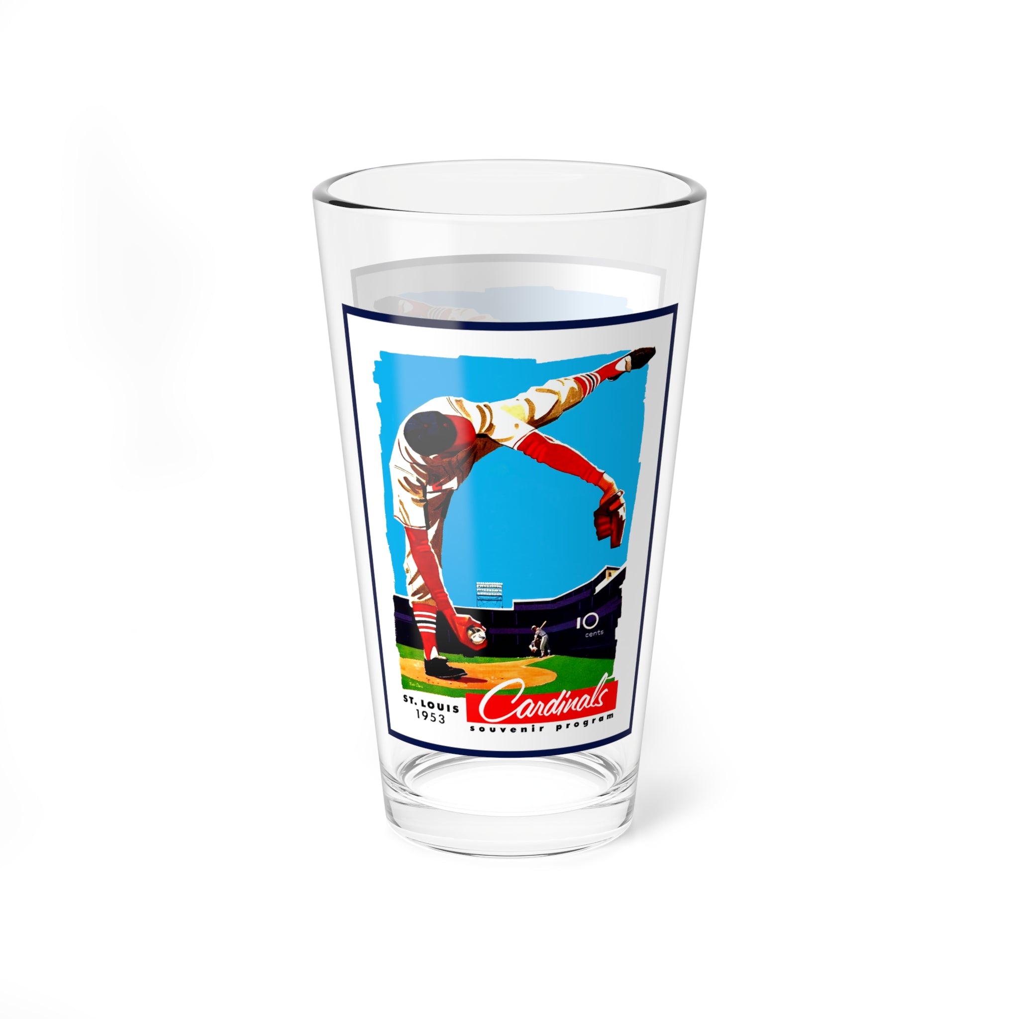 1953 St. Louis Baseball Mixing Glass 16oz | Vintage Sports Bar Glass