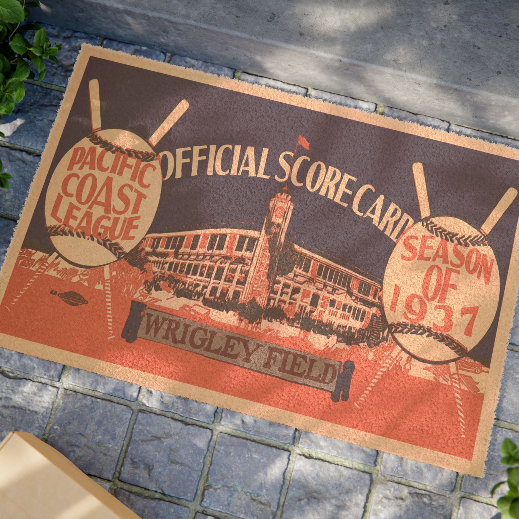 Vintage 1937 Pacific Coast League Baseball Scorecard Doormat