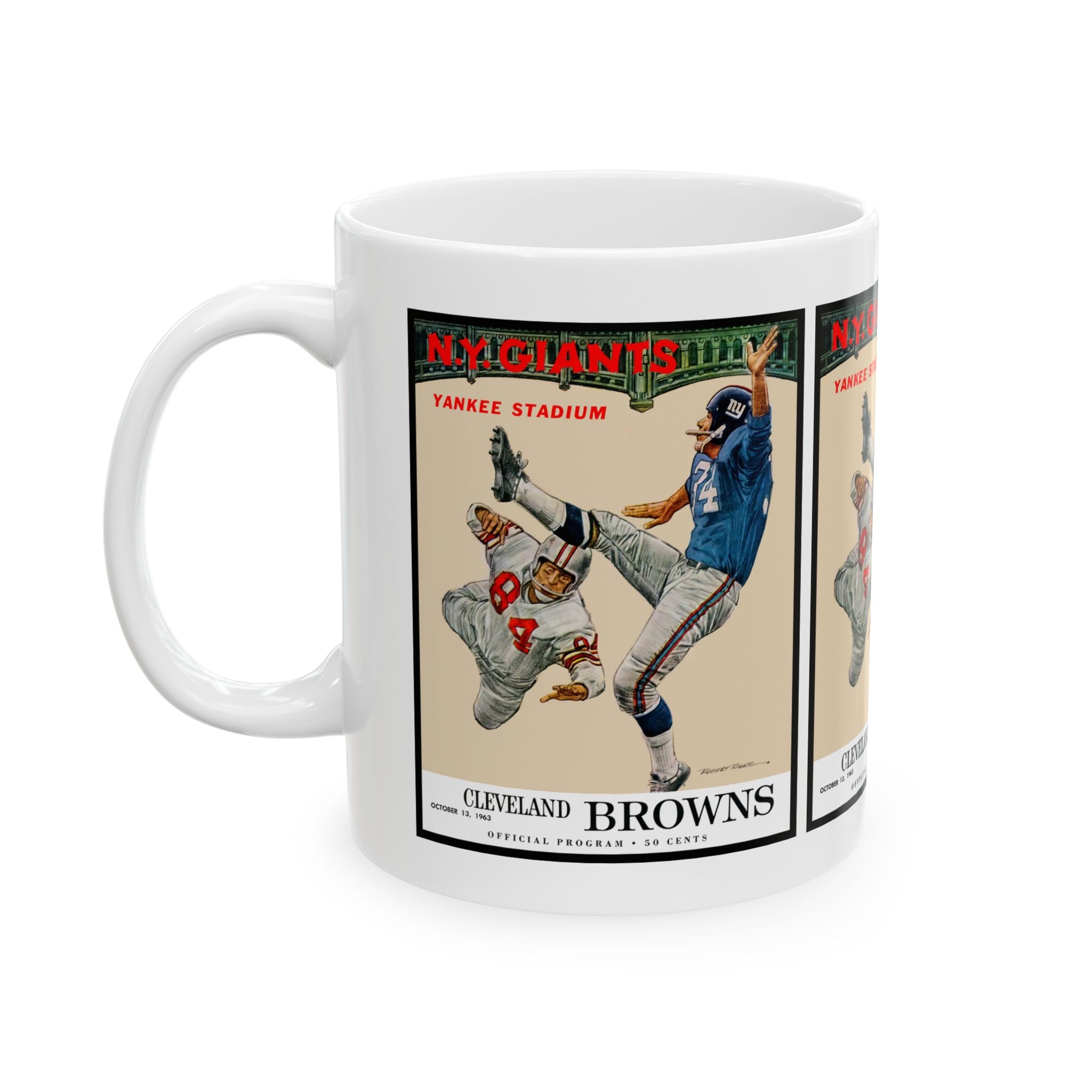 Ceramic Mug, 1963 New York Giants Football Cleveland Browns, Coffee Cup, Tea Mug, Sports Fan Gift, Vintage Football Memorabilia,Retro Design