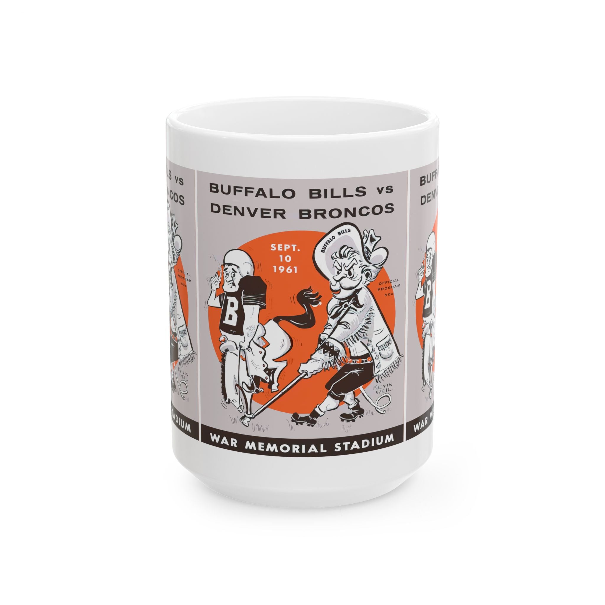 Vintage Buffalo Football Ceramic Mug, Football Sports Fan Gift, Retro Coffee Cup, Football Lover Tea Mug, 11oz 15oz