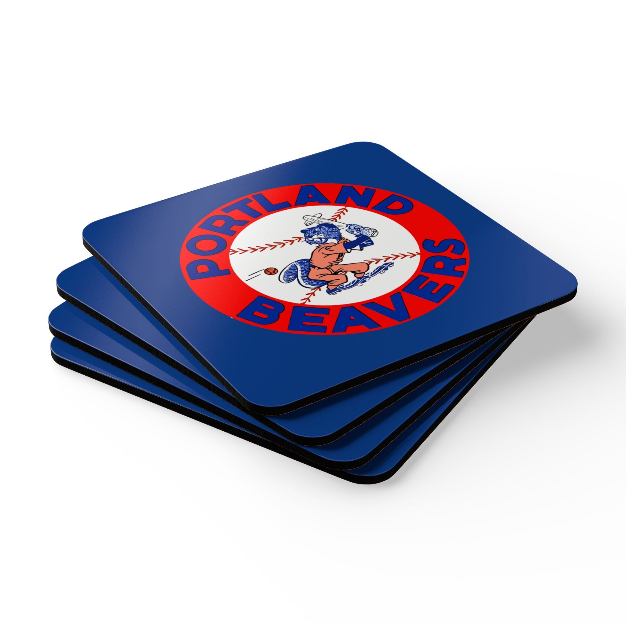 1967 Vintage Portland Beavers - Pacific Coast League Baseball - Corkwood Coaster Set
