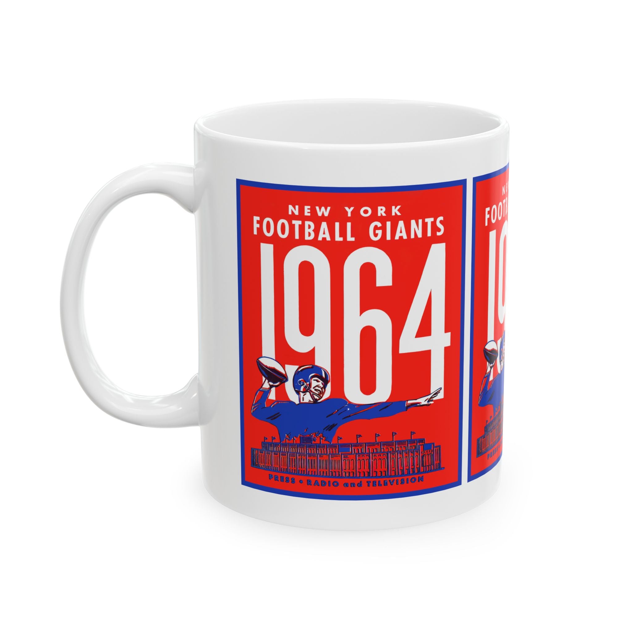 Vintage 1964 Football New York Giants Ceramic Mug, Sports Fan Gift, Coffee Cup, Team Memorabilia, Football Lover Gift, Birthday Present
