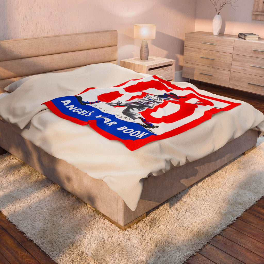 Velveteen Plush Blanket, 1956 Baseball Los Angeles Angels Throw, Bedding, Home Decor, Gift, Bed Blanket