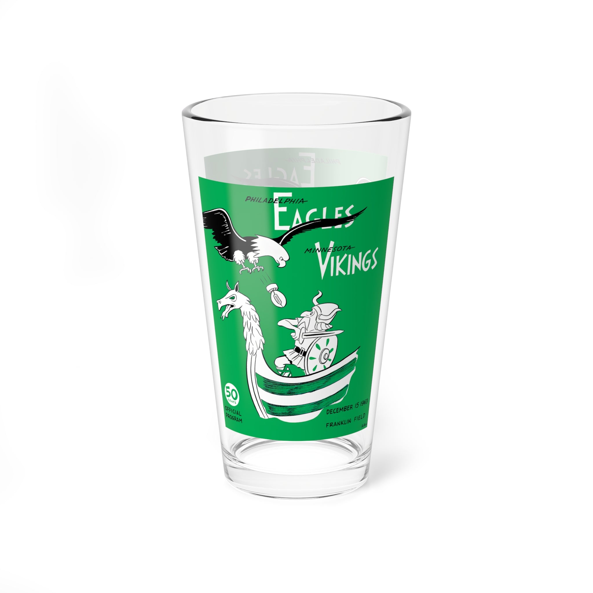 Mixing Glass, 16oz - Vintage 1963 Football Minnesota Vikings Philadelphia Eagles, Sports Fan Gift, Game Day Barware, Drinkware, Football