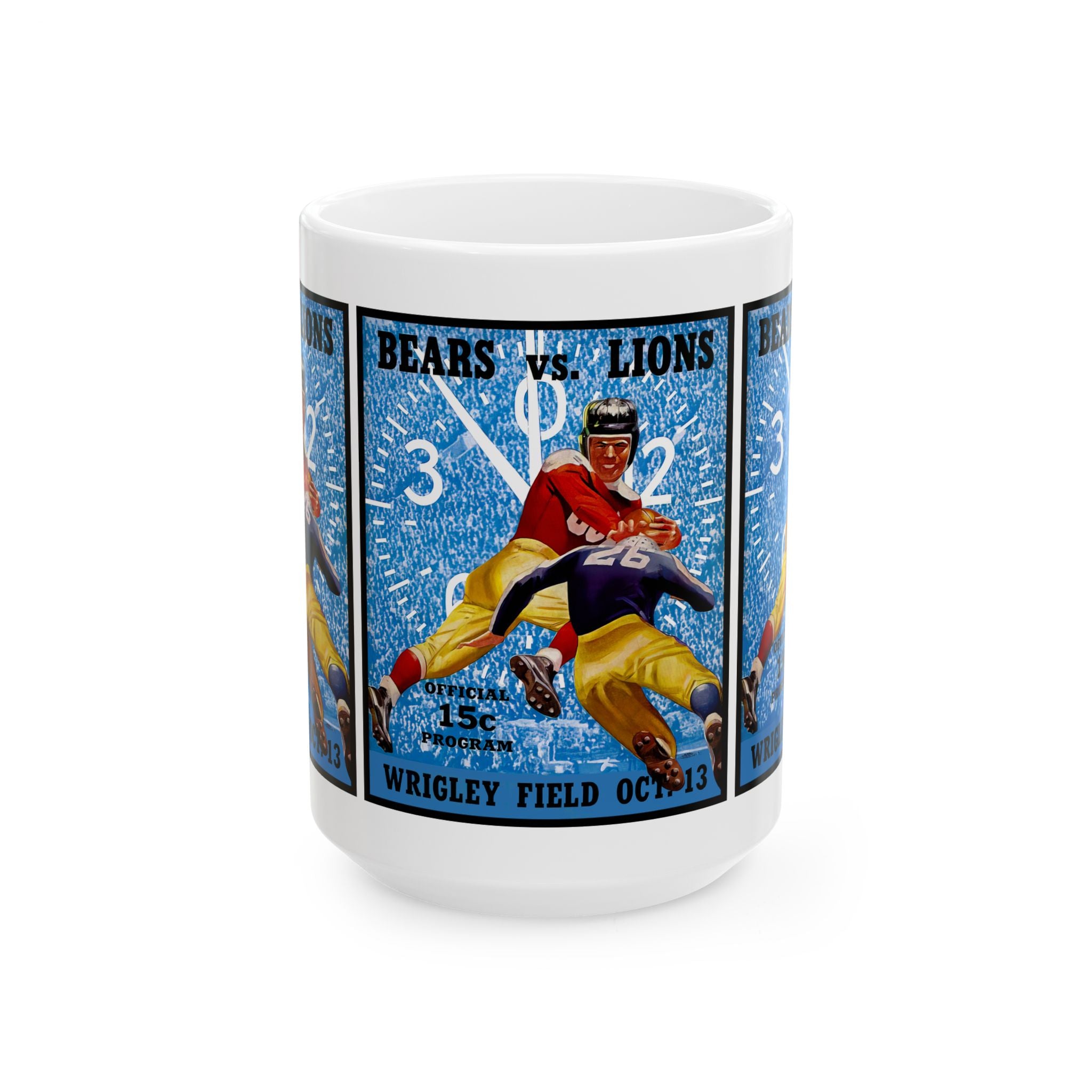 Football Ceramic Mug, 1940 Chicago Bears Detroit Lions Cup for Football Fans, Sports Enthusiasts, Father's Day Gift, Birthday Present