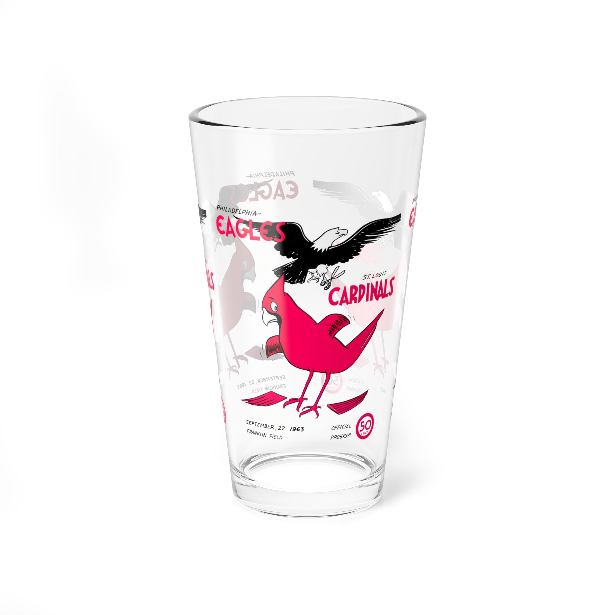 1963 Vintage St Louis Cardinals - Philadelphia Eagles Football Program Cover -  Pint Glass, 16oz