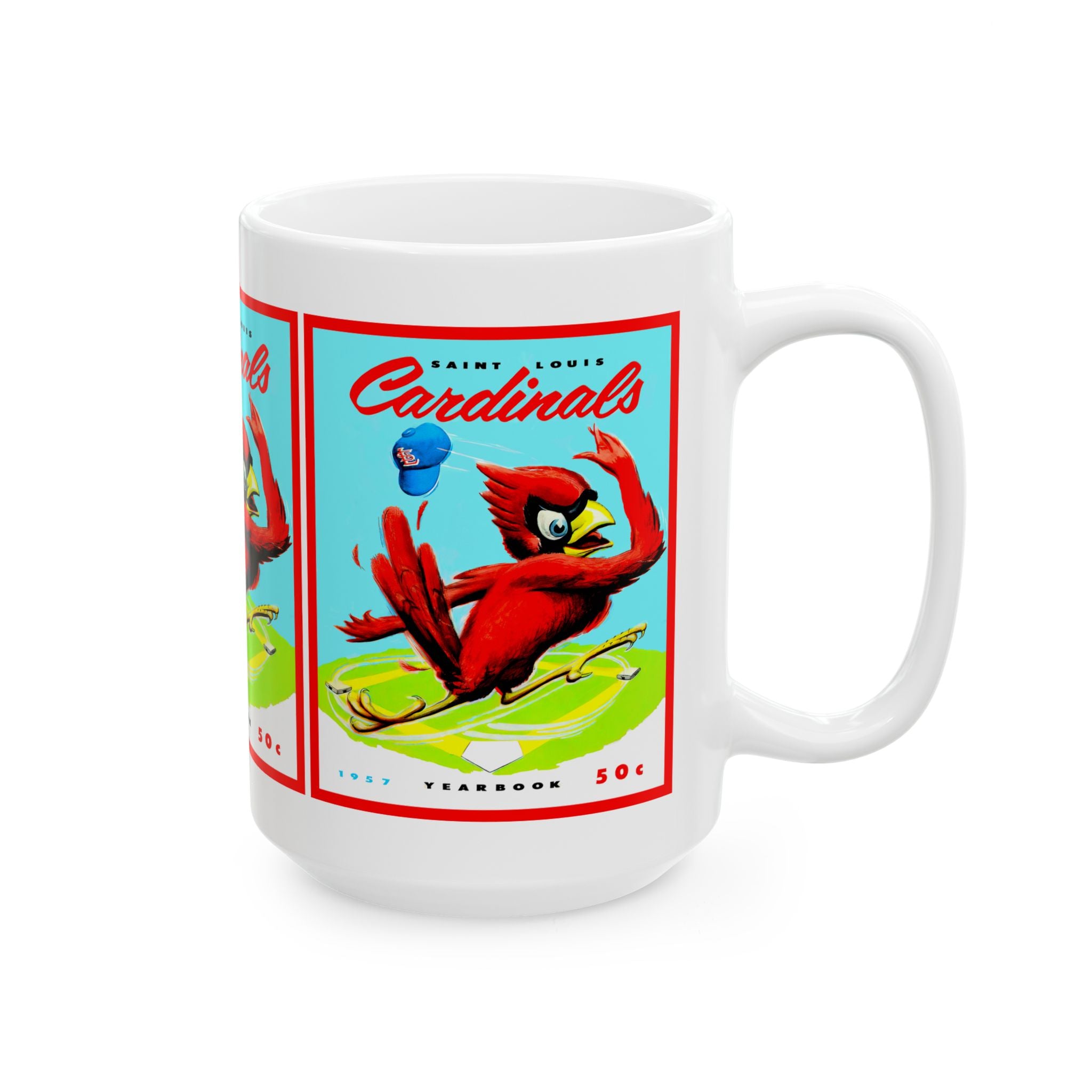 1957 Vintage St Louis Cardinals Baseball Yearbook Cover - Ceramic Mug, 11oz, 15oz