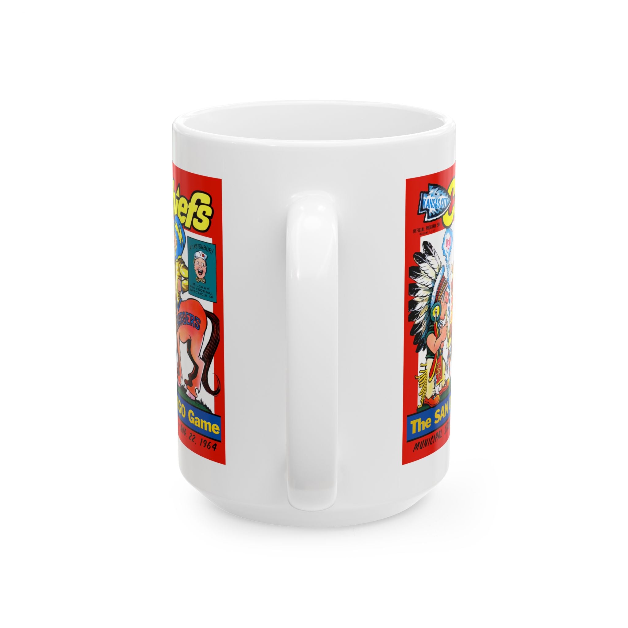 1964 Football Kansas City San Diego Chargers Ceramic Mug, Retro Sports Fan Coffee Cup, Vintage Football Team Memorabilia, Gift for Football