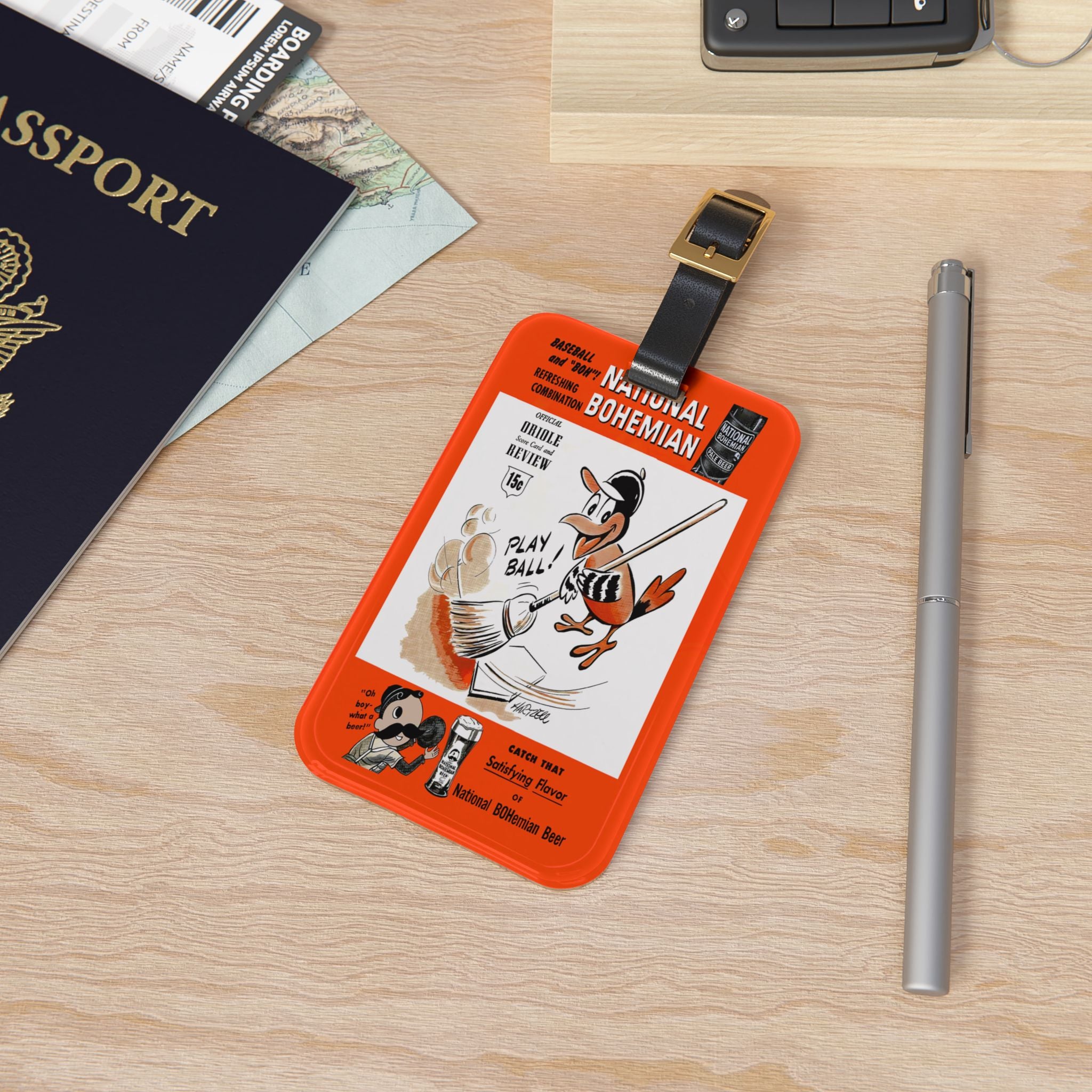 1955 Baltimore Baseball Luggage Tag | Vintage Travel ID