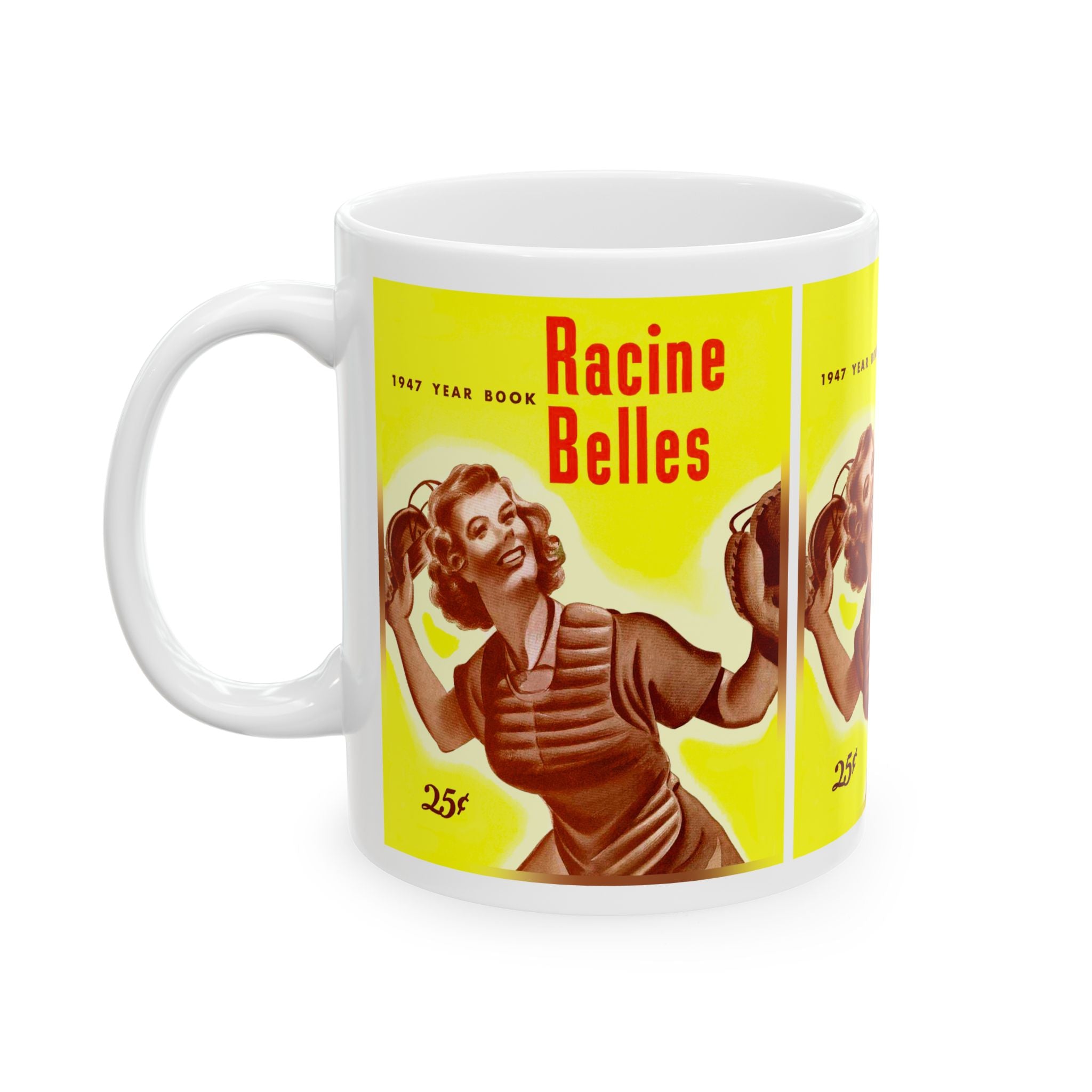 Ceramic Mug, 11oz, 15oz - Vintage 1947 Baseball Racine Belles - All-American Girls, Gift for Sports Fans, Baseball Enthusiasts, Collectors,