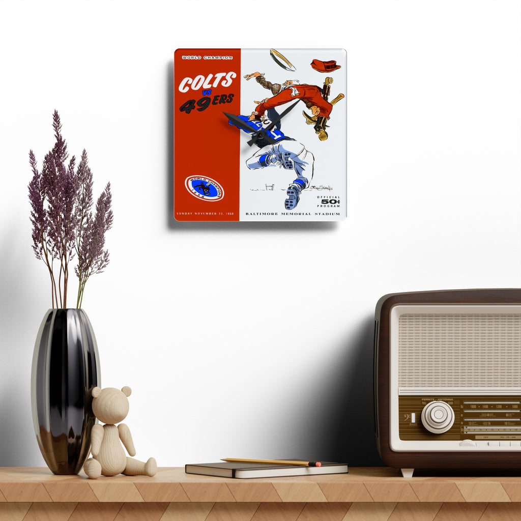 Football Acrylic Wall Clock,  1959 Football San Francisco 49ers - Baltimore Colts, Sports Decor, Unique Gift, Man Cave Clock, Home Decor