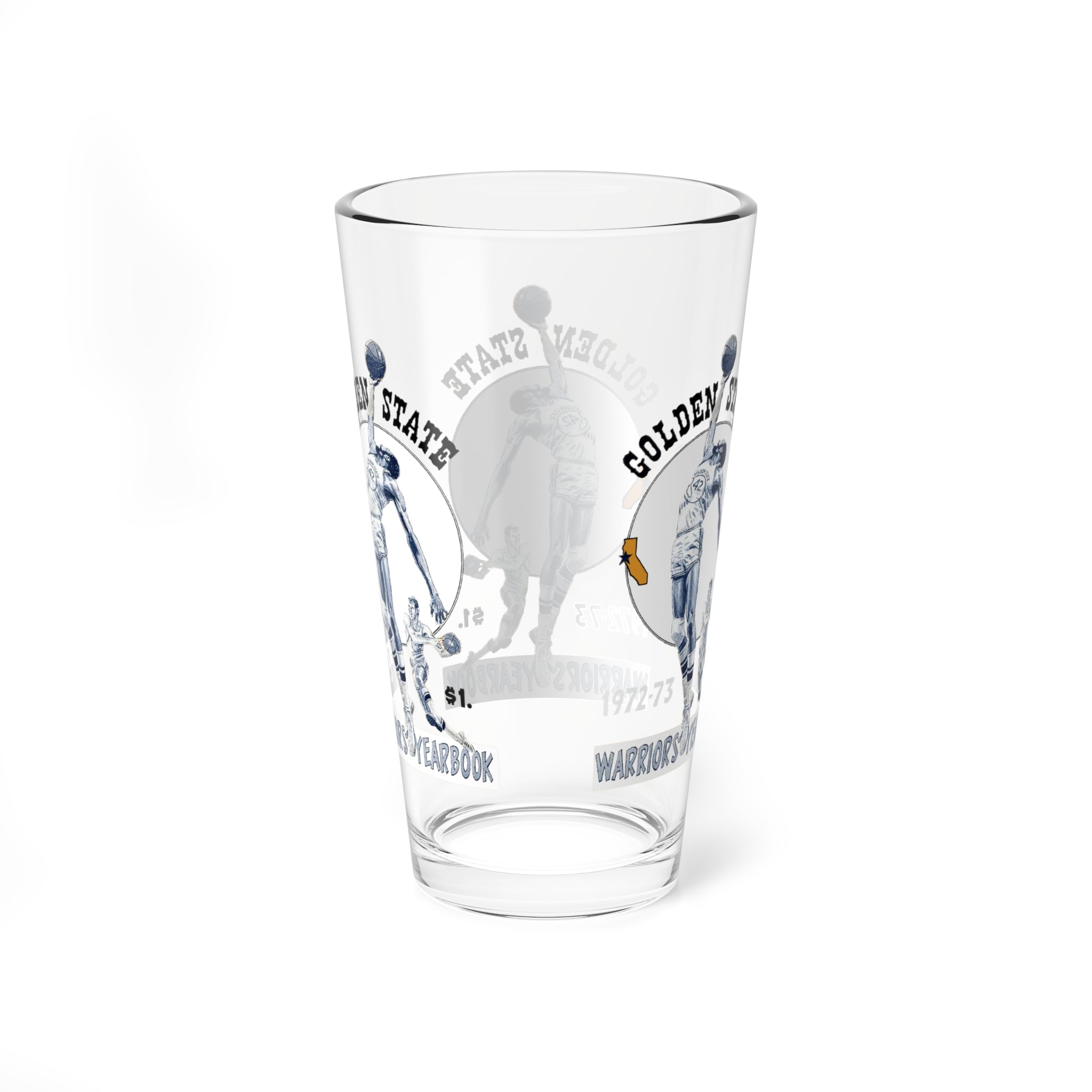 1972 -1973 Vintage Golden State Warriors Basketball Yearbook Cover -  Pint Glass, 16oz