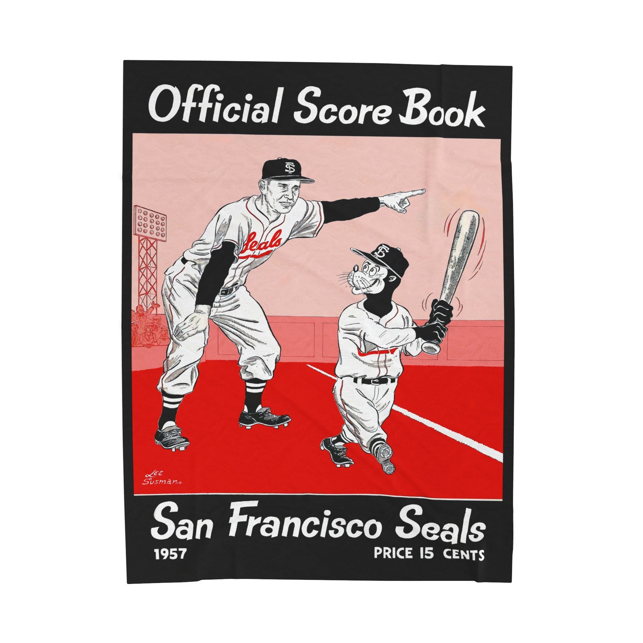 Vintage 1957 San Francisco Seals Baseball Scorebook Cover Velveteen Plush Blanket