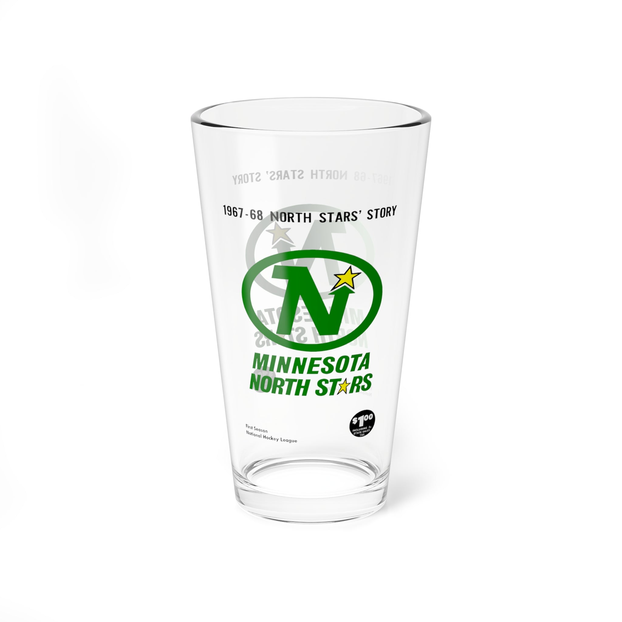 Vintage Minnesota North Stars Mixing Glass, 16oz - Retro Hockey Fan Gift, Beer Glass, Barware Decor, Sports Memorabilia, Collector's Item