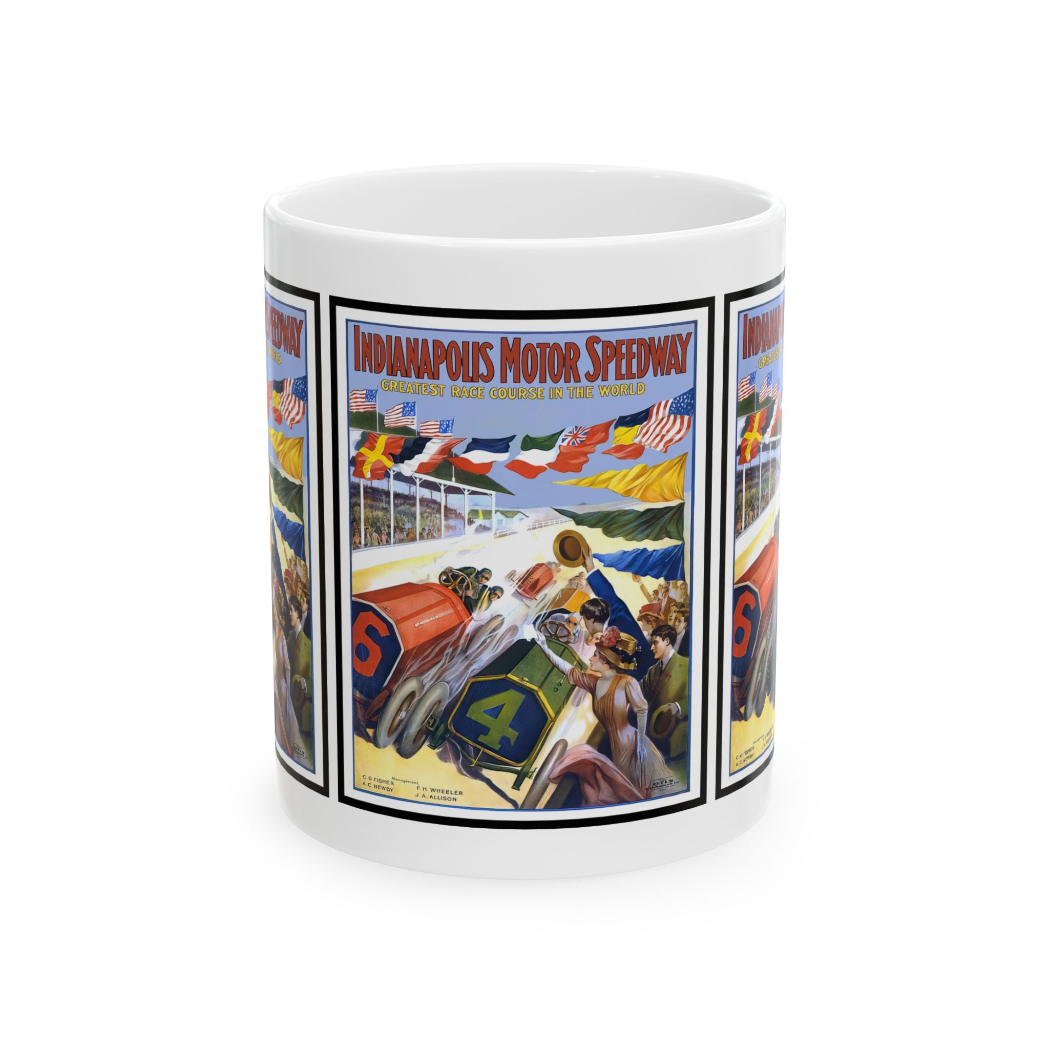 Vintage Indy 500 Ceramic Mug, Retro Racing Cup, Gift for Car Enthusiasts, Coffee Lover, Father's Day Present, Speedway Racing Fan, Vintage