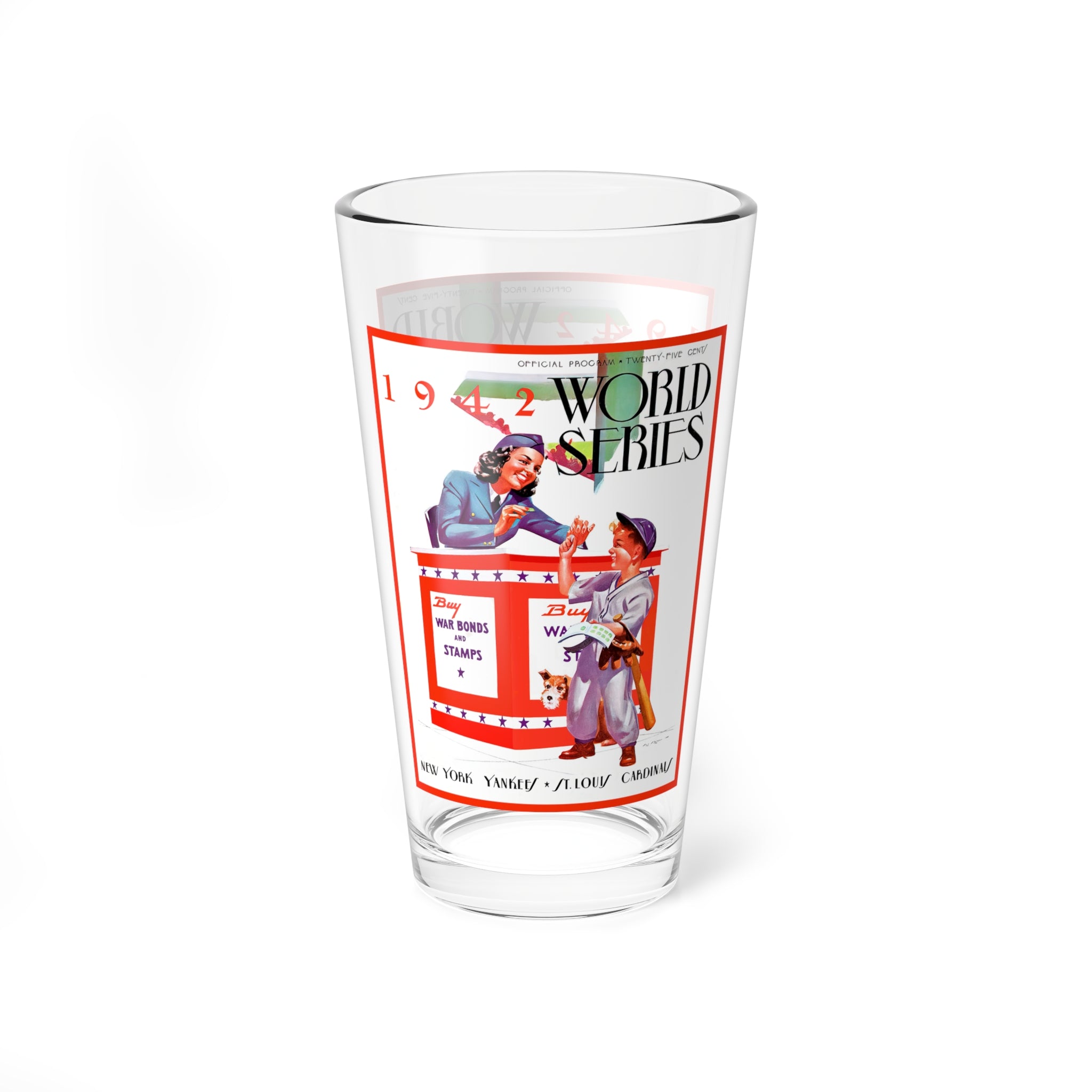 Mixing Glass, 16oz - 1942 Baseball World Series Yankees-Cardinals, Sports Memorabilia Gift, Barware Collectible, Baseball Fan Gift, Vintage