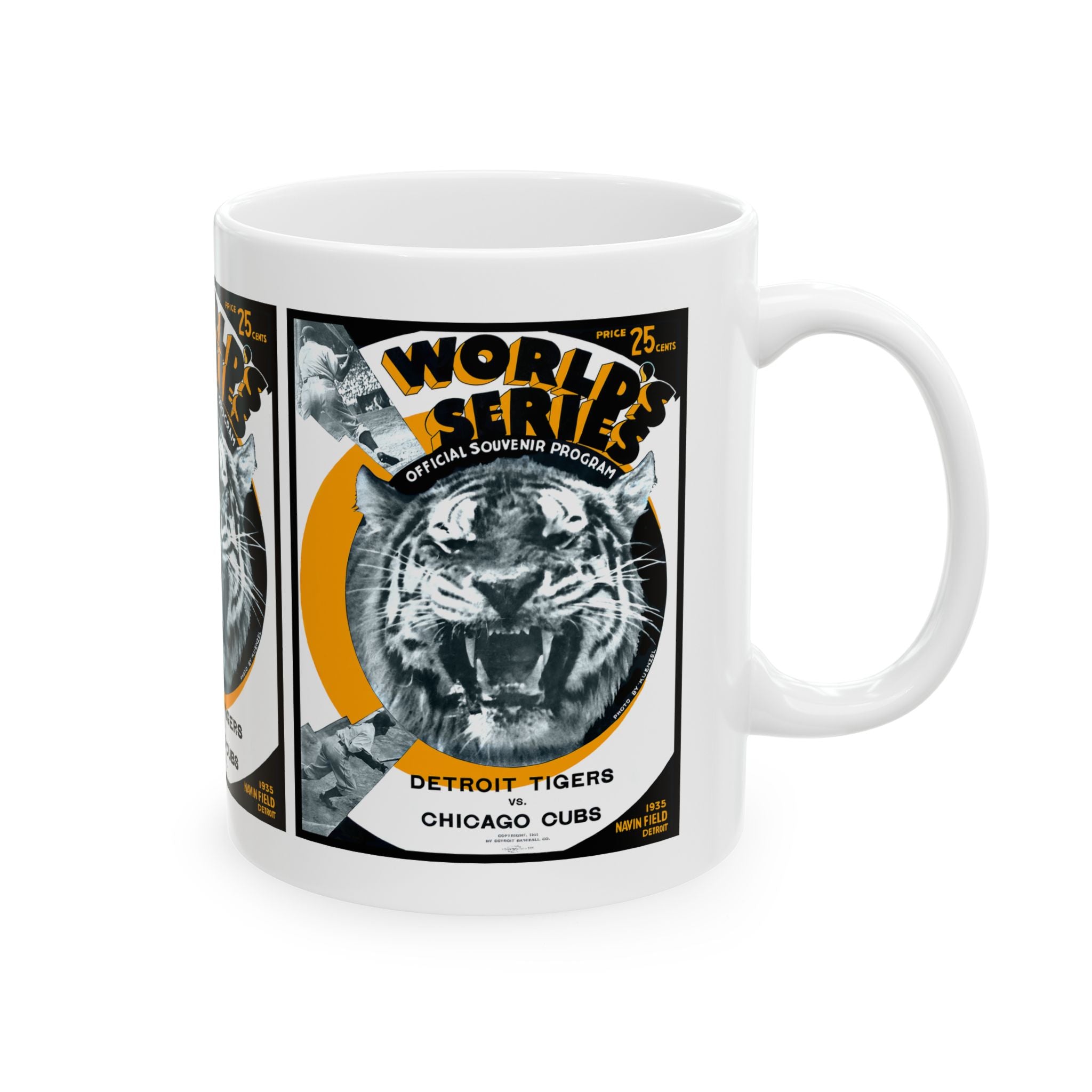 Vintage Baseball World Series Ceramic Mug, 1935 Tigers Cubs, Sports Fan Gift, Coffee Cup, Tea Mug, Baseball Memorabilia Decor, Gift for Dad