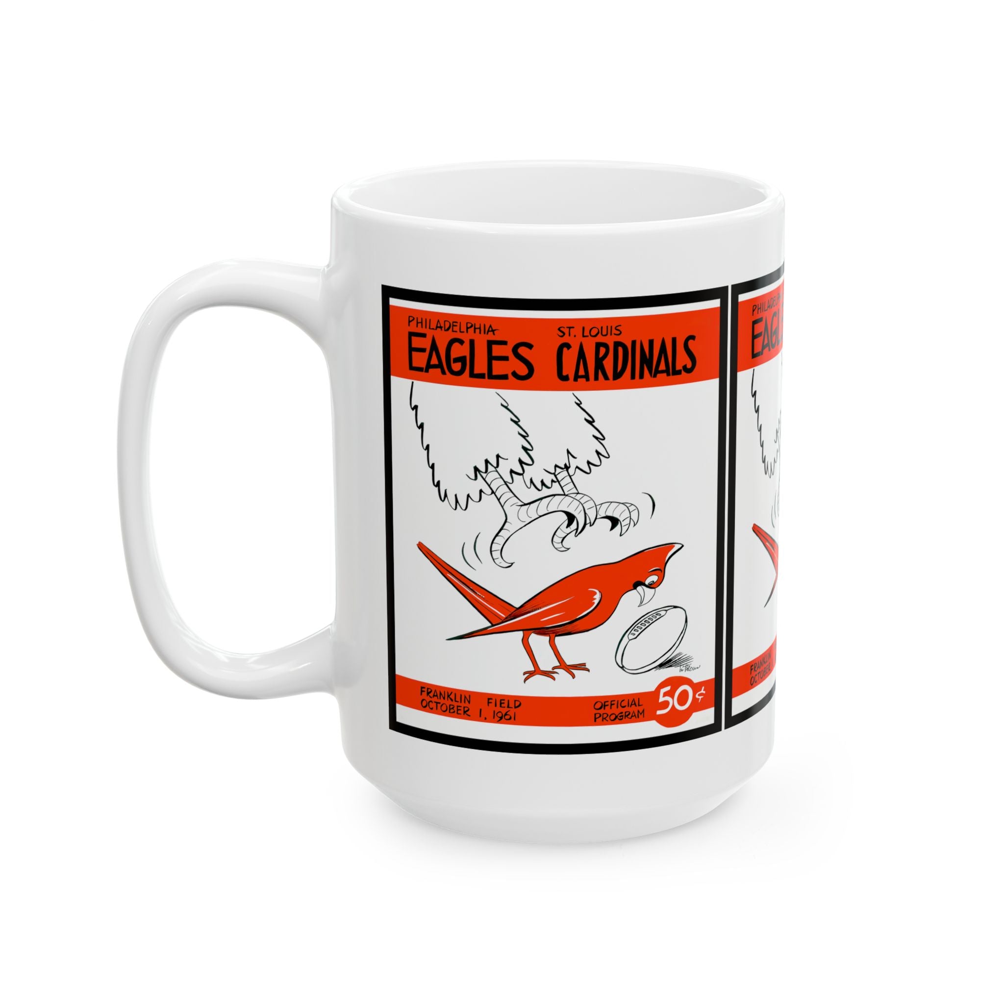 1961 Vintage Eagles - Cardinals Football Program Cover - Ceramic Mug, 11oz, 15oz