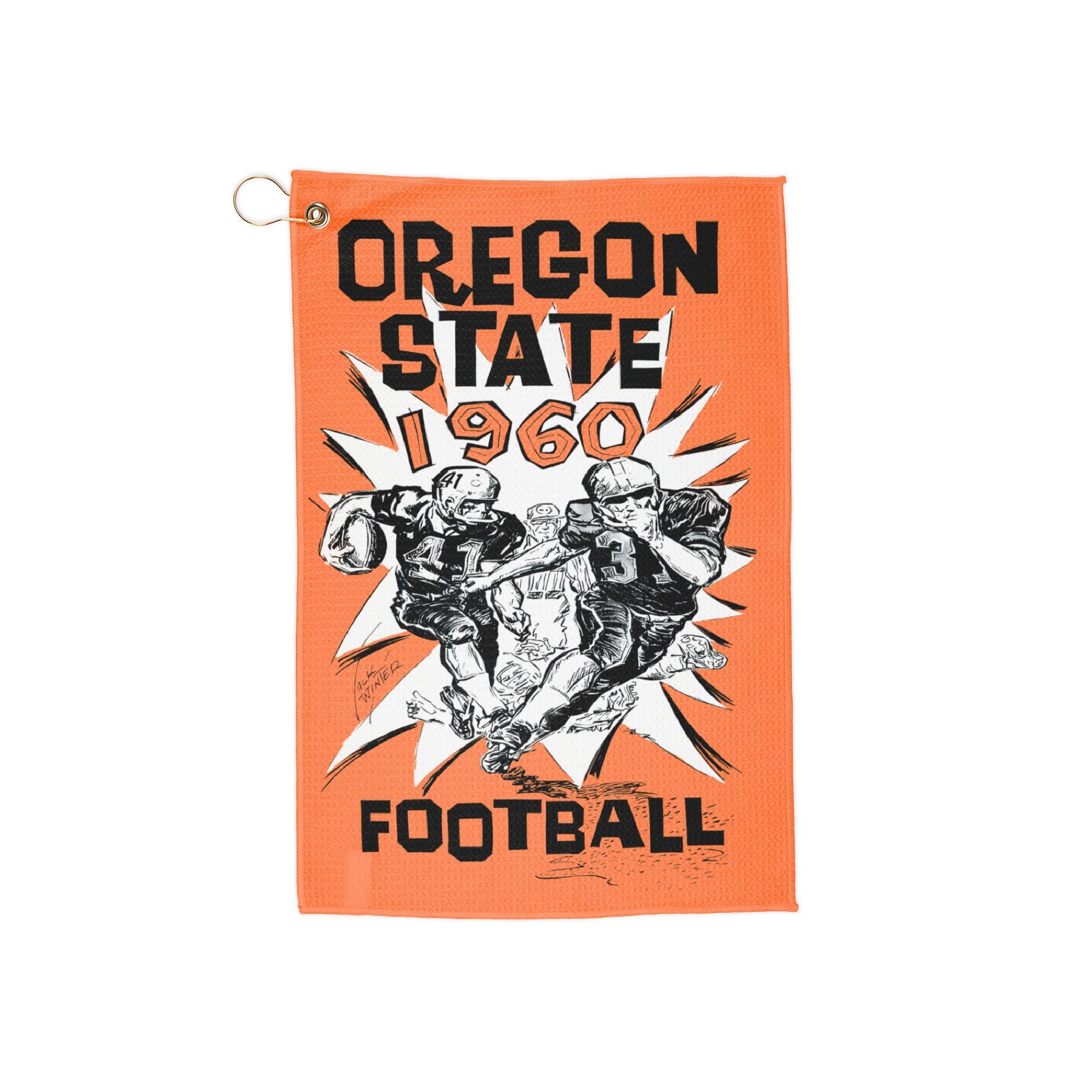Golf Towels, 1960 Oregon State Football Fan Gift, Vintage Sports Towel, Golf Accessories, Sports Memorabilia, Golf Gift for Him