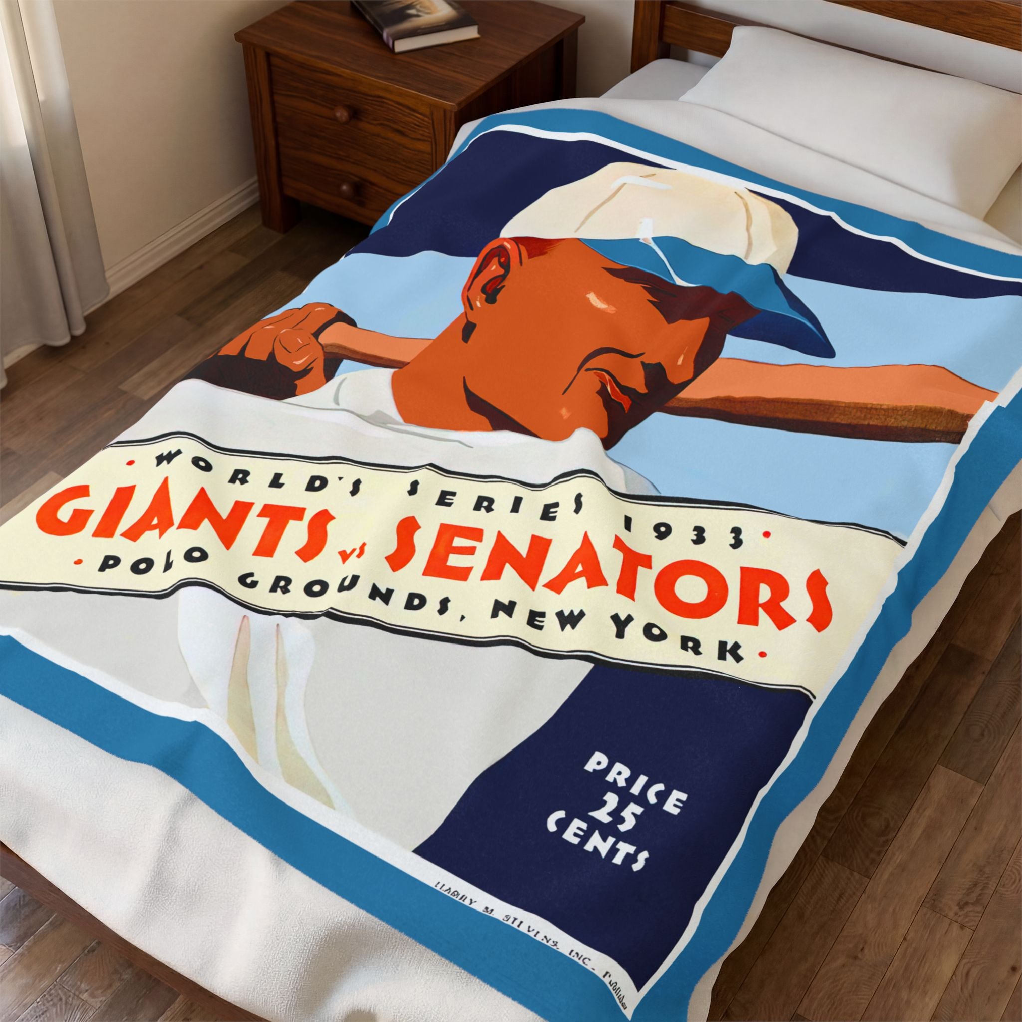 Throw Blanket, Vintage 1933 World Series Baseball New York Giants Washington Senators, Home Decor, Gift for Baseball Fans, Sports Lover