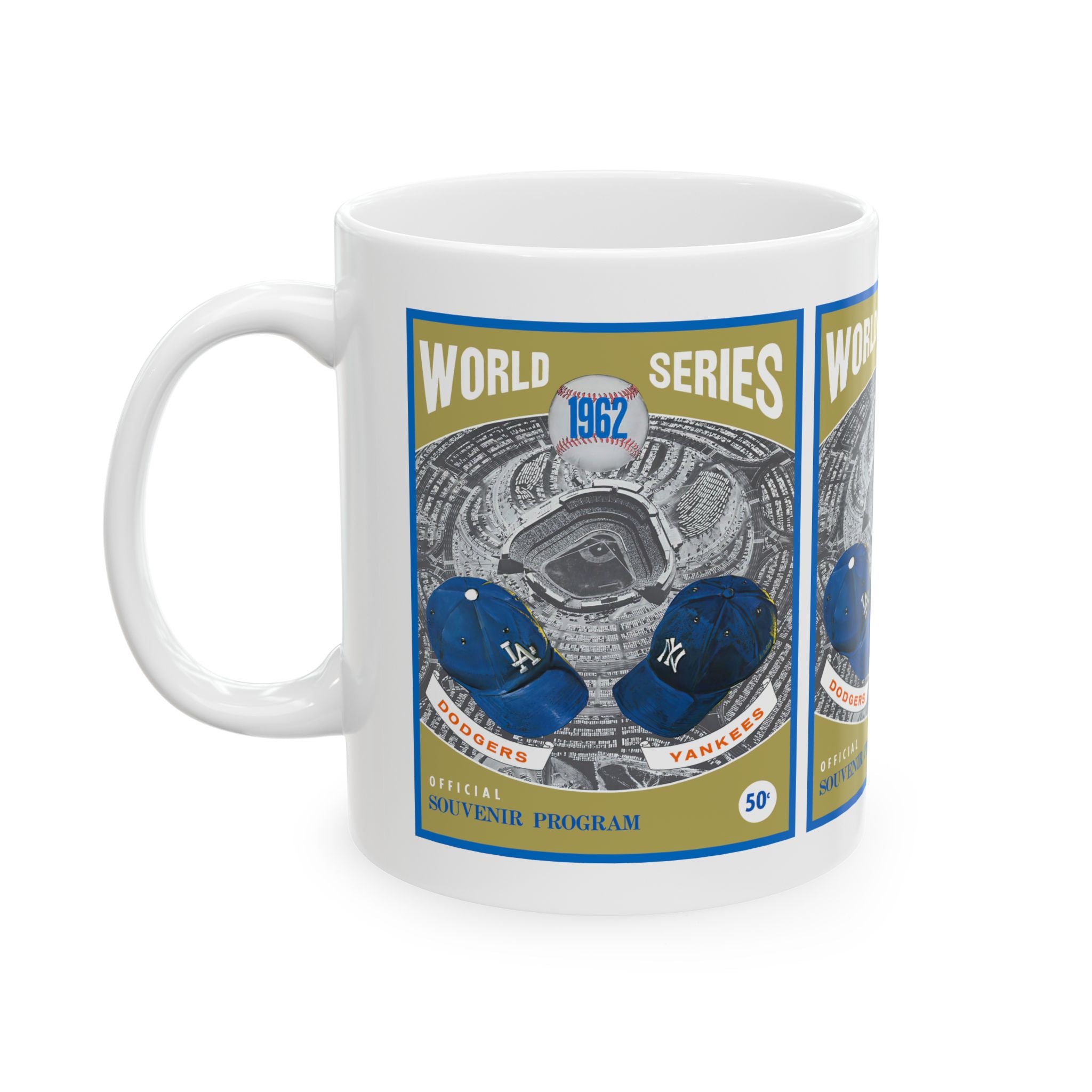 1962 Dodgers vs Yankees Baseball World Series Ceramic Mug — Phantom Program Cover (11oz, 15oz)