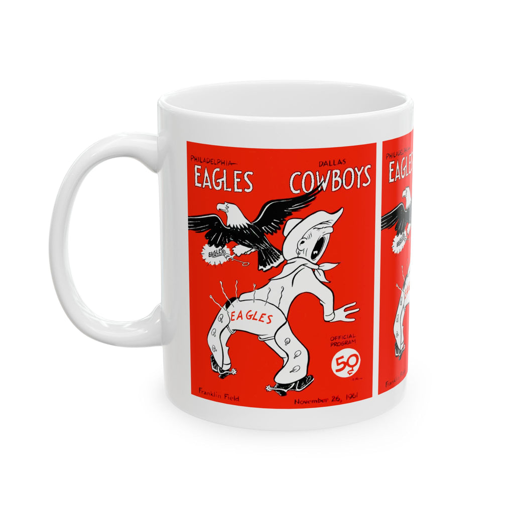 1961 Vintage Dallas Cowboys - Philadelphia Eagles Football Program Cover - Ceramic Mug, 11oz