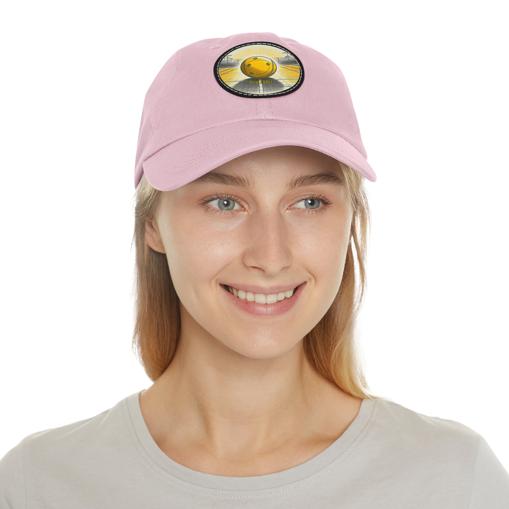 Pickleball - Dad Hat with Leather Patch (Round)