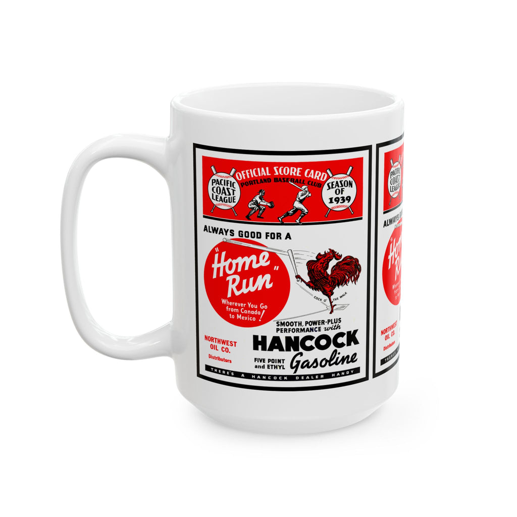 1939 Baseball Pacific Coast League Retro Hancock Gasoline 'Home Run' Ceramic Mug (11oz & 15oz)
