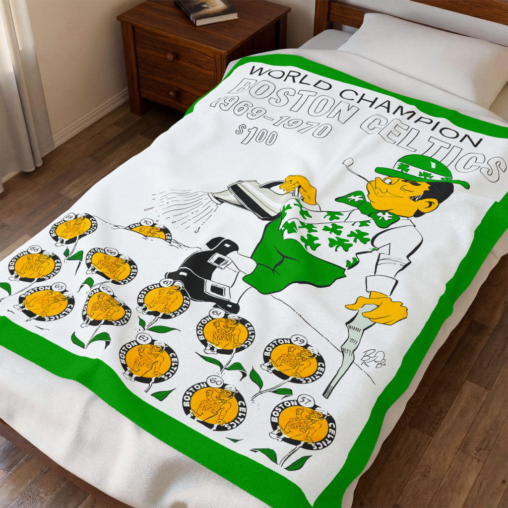 1969-1970 Boston Celtics Velveteen Plush Blanket – World Champion