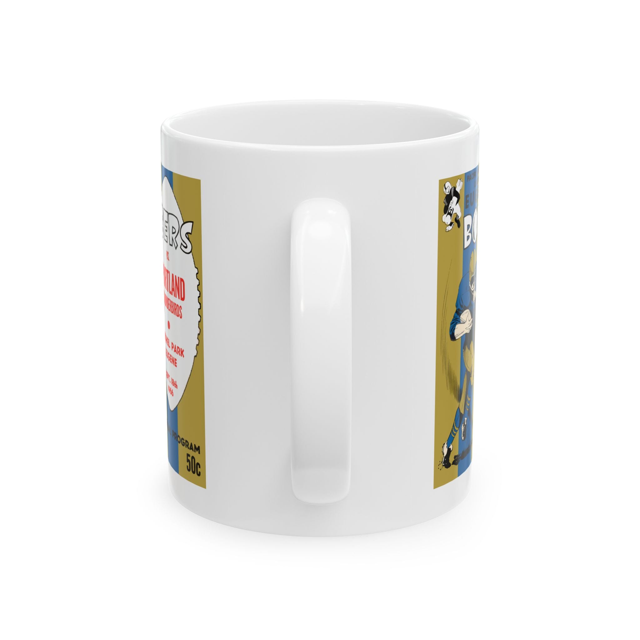 Vintage 1966 Football Eugene Bombers-Portland Thunderbirds Ceramic Mug, Retro Sports Fan Drinkware, Gift for Football Enthusiasts, 11oz