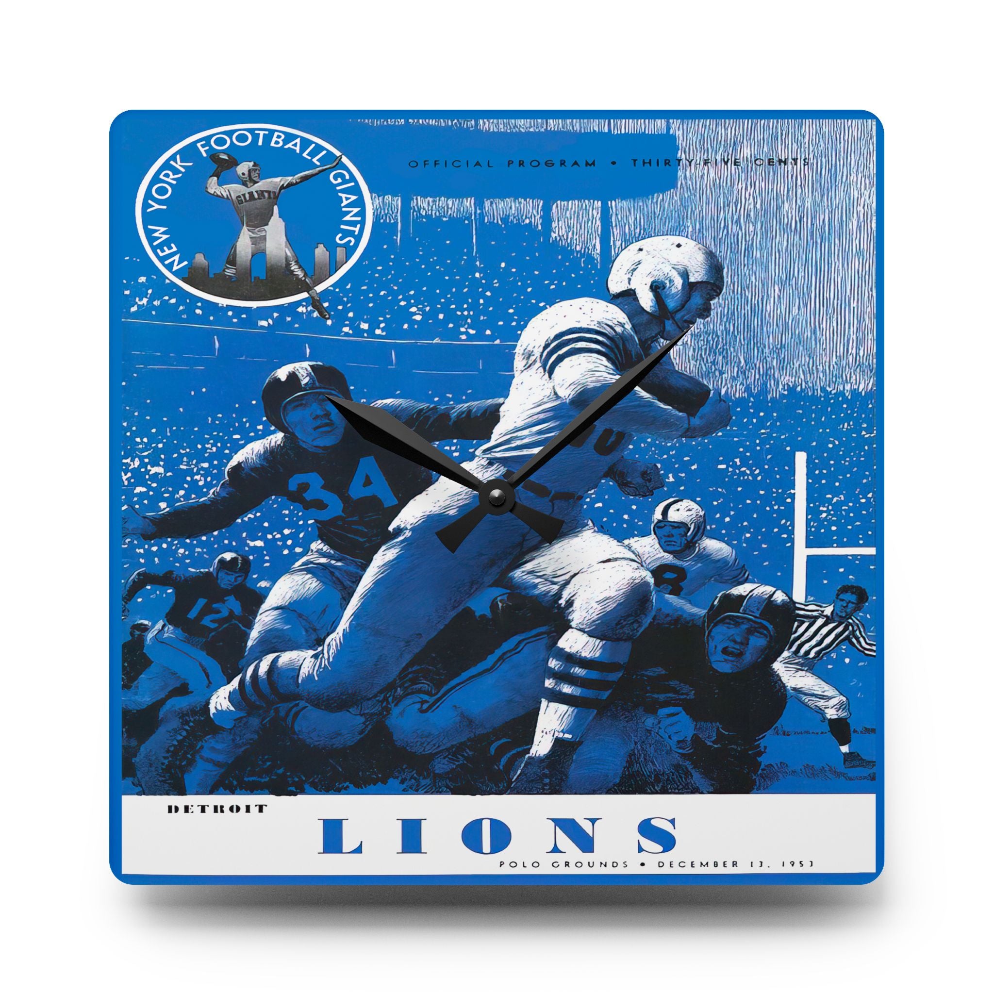 Football Wall Clock, Detroit Lions Fan Gift, Vintage Sports Decor, Acrylic Clock, Football Memorabilia, Retro Clock