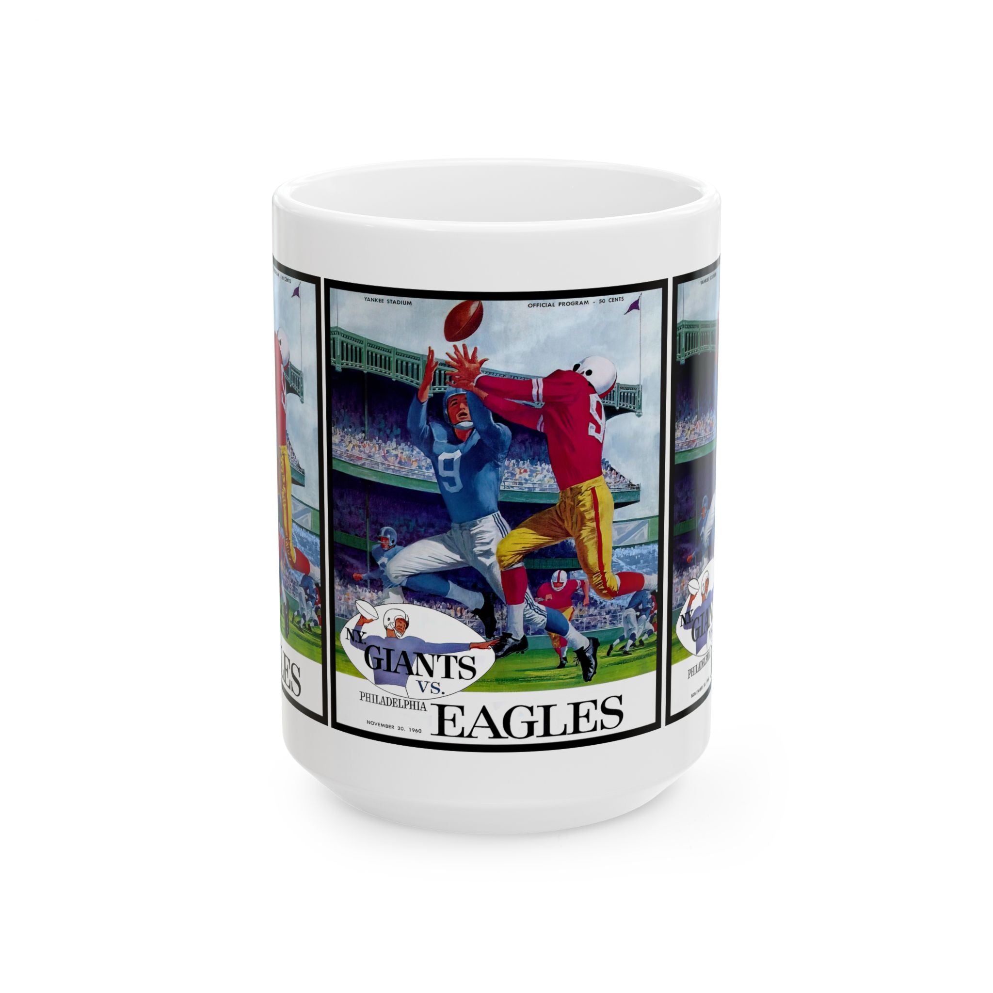 Football Ceramic Mug, 1960 New York Giants Philadelphia Eagles Fan Gift, Sports Coffee Cup, Team Spirit, Game Day Drinkware, Memorabilia