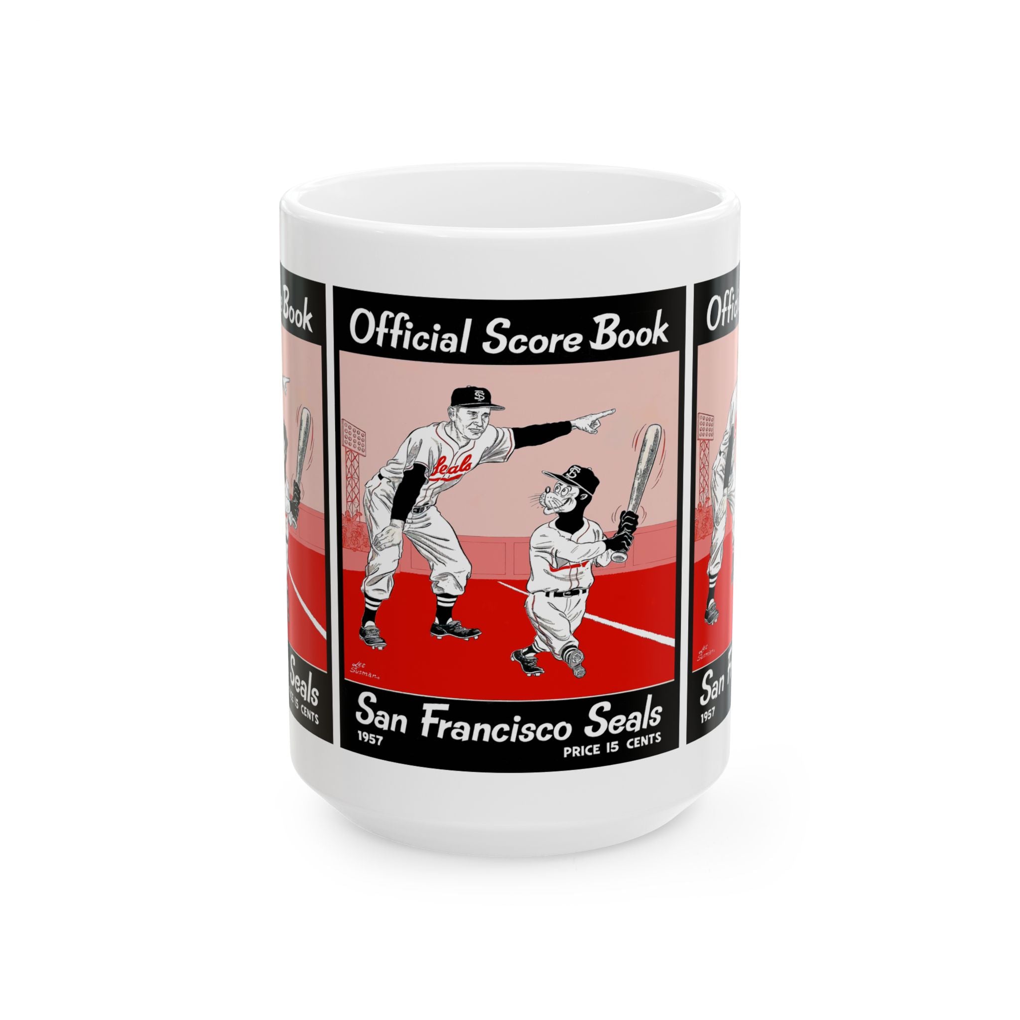 Vintage Baseball Ceramic Mug, 11oz, 15oz - 1957 San Francisco Seals Baseball, Gift for Baseball Fans, Sports Memorabilia, Retro Sports Mug,