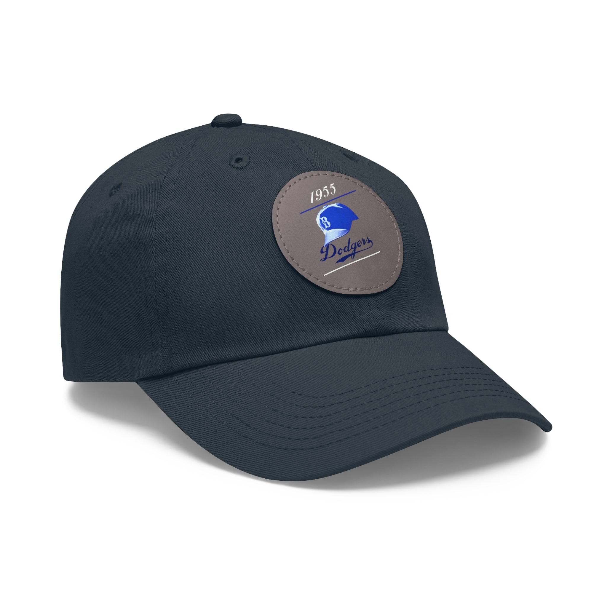 1955 Brooklyn Dodgers Baseball - Dad Hat with Leather Patch (Round)