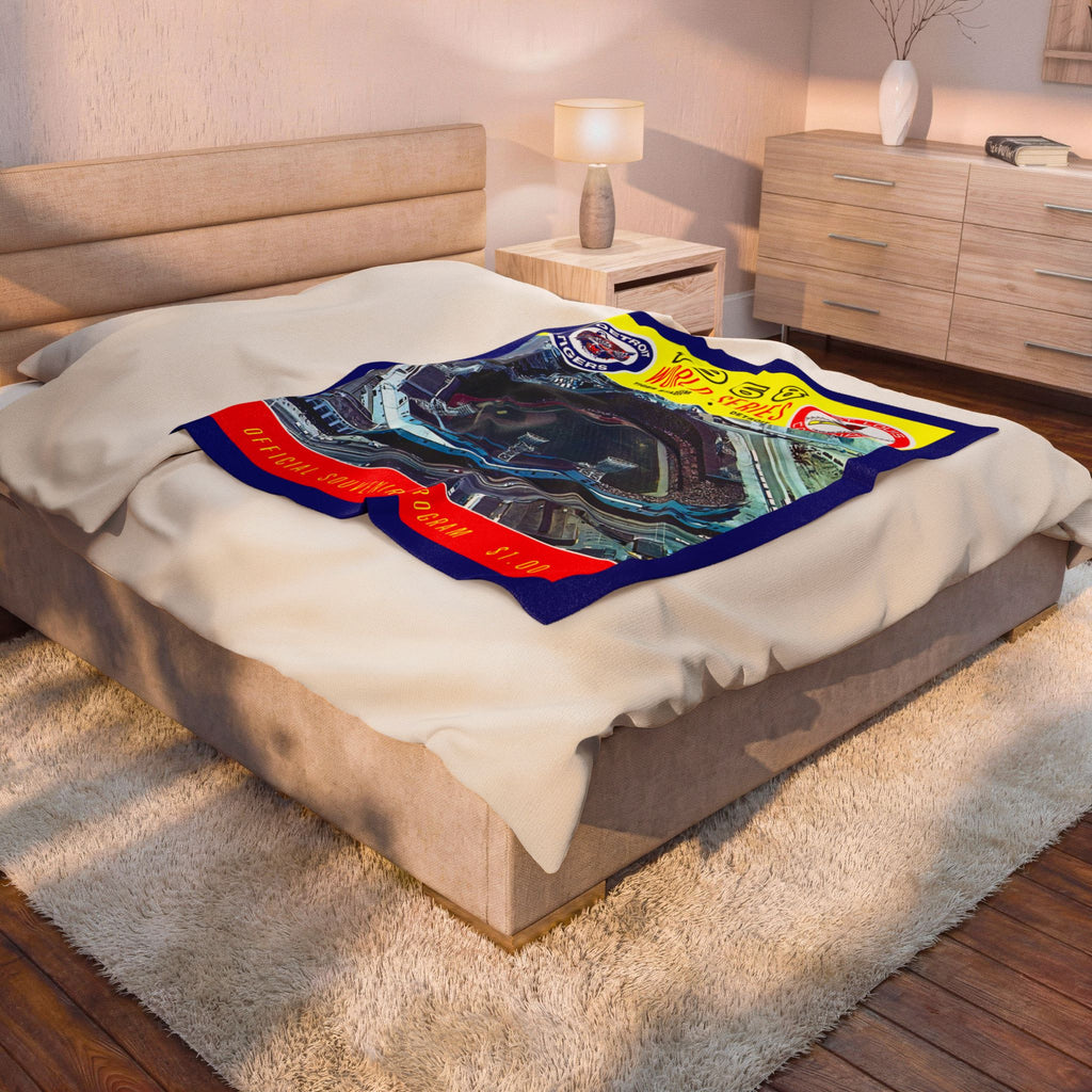 Velveteen Plush Blanket, 1968 Baseball World Series Tigers Cardinals Design, Throw Blanket, Sports Fan Gift, Home Decor, Cozy Bedding, Warm