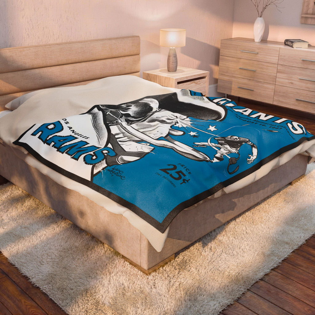 1961 Vintage Giants vs Rams Football Velveteen Plush Blanket — Retro Game Program Design