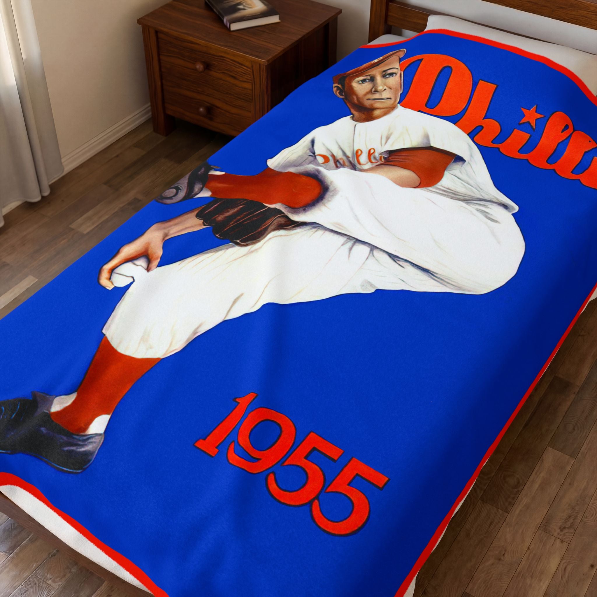 Velveteen Plush Blanket - 1955 Baseball Philadelphia Phillies Yearbook Design, Throw Blanket, Home Decor, Gift for Baseball Fans, Sports