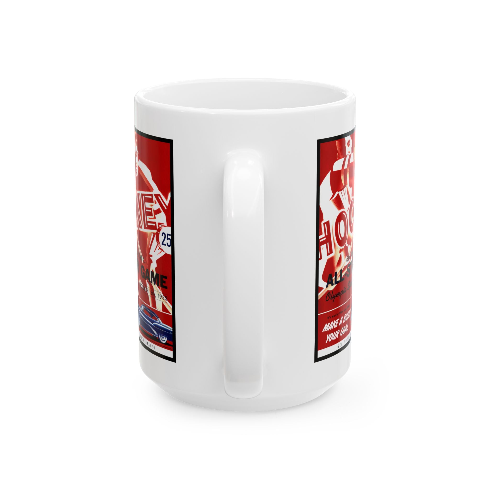 Vintage 1952 Hockey All-Star Game Program Ceramic Mug - Sports Fan Gift, Hockey Memorabilia, Gift for Dad, Unique Sports Collectible, Retro