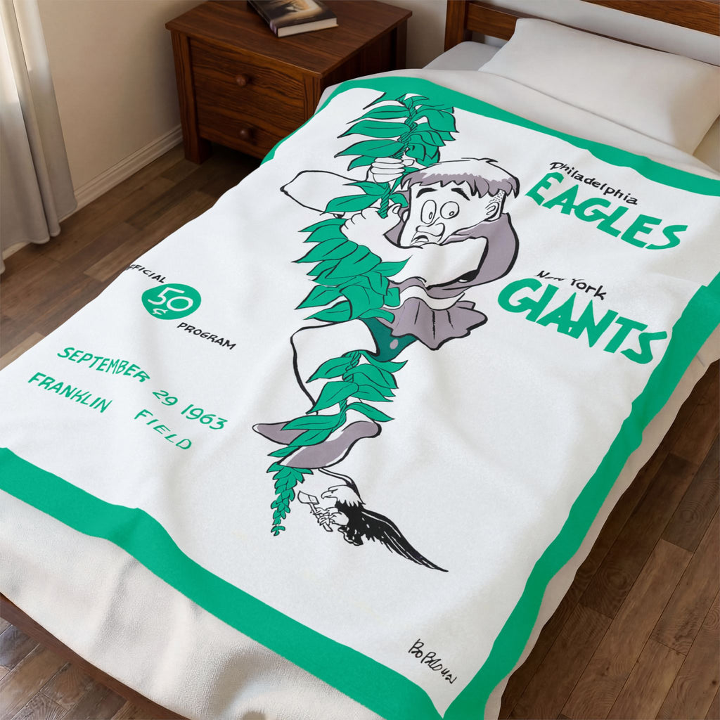 Football Plush Velveteen Blanket, Philadelphia Eagles New York Giants Fan Gift, Throw Blanket for Sports Enthusiasts, Game Day, Super Soft