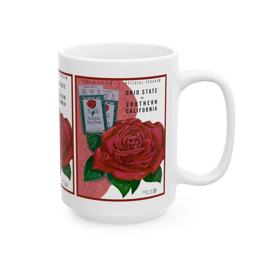 Vintage 1955 Rose Bowl Football Program USC - Ohio State Ceramic Mug, Sports Fan Gift, Coffee Cup, Tea Mug, Unique College Football