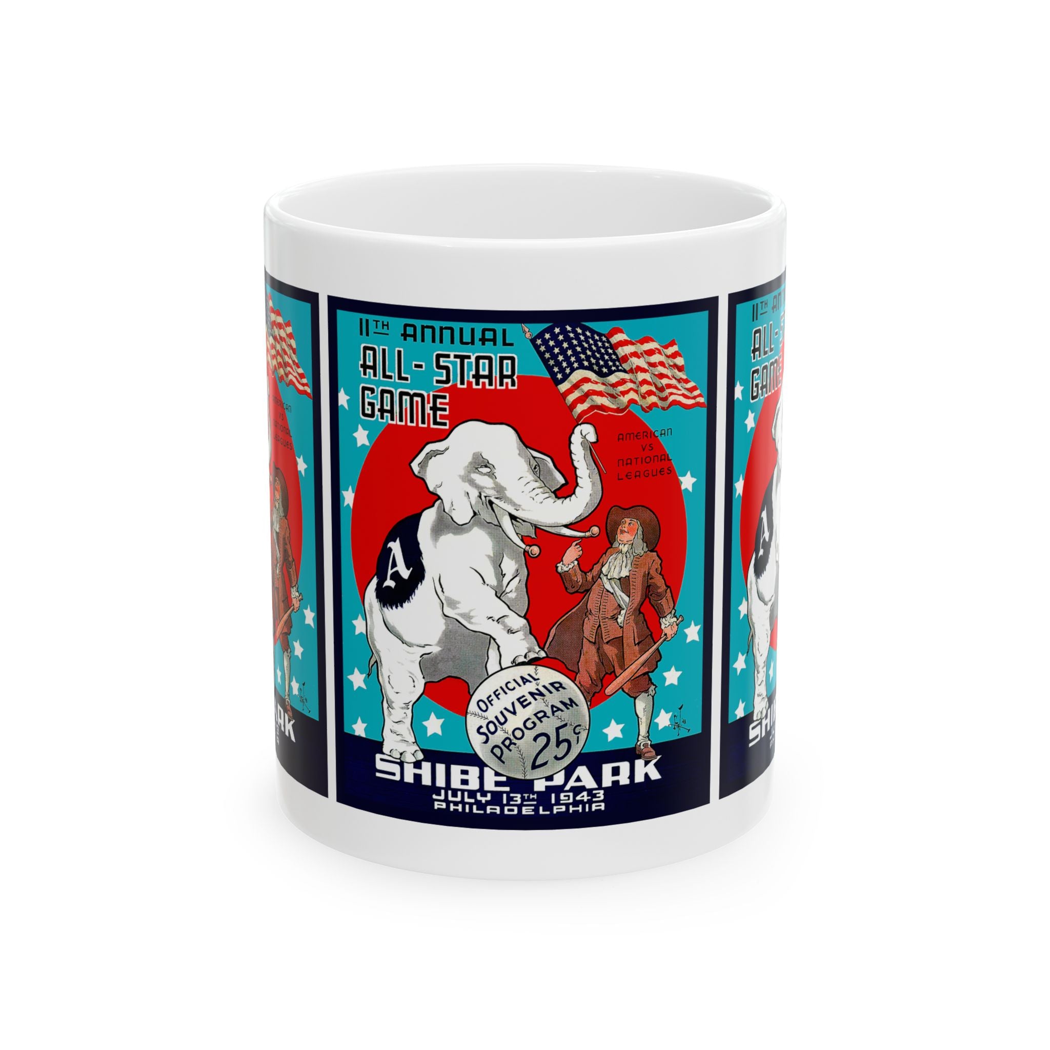 1943 Vintage All-Star Baseball Game Program Cover - Shibe Park, Philadelphia  - Ceramic Mug, 11oz